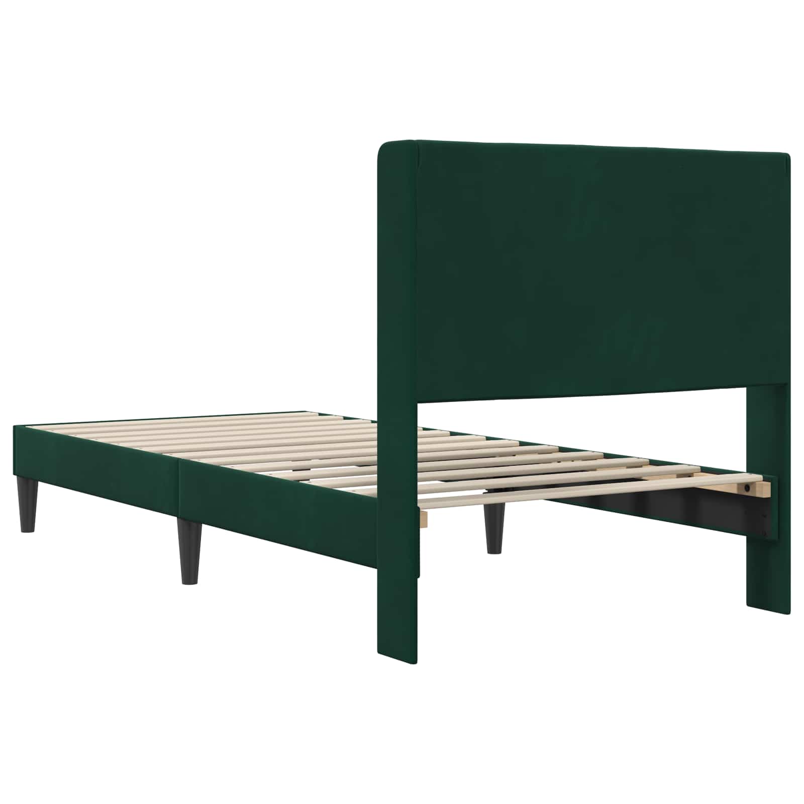 Cadre de lit avec tête de lit Vert foncé 90 x 190 cm Velours - XIOS