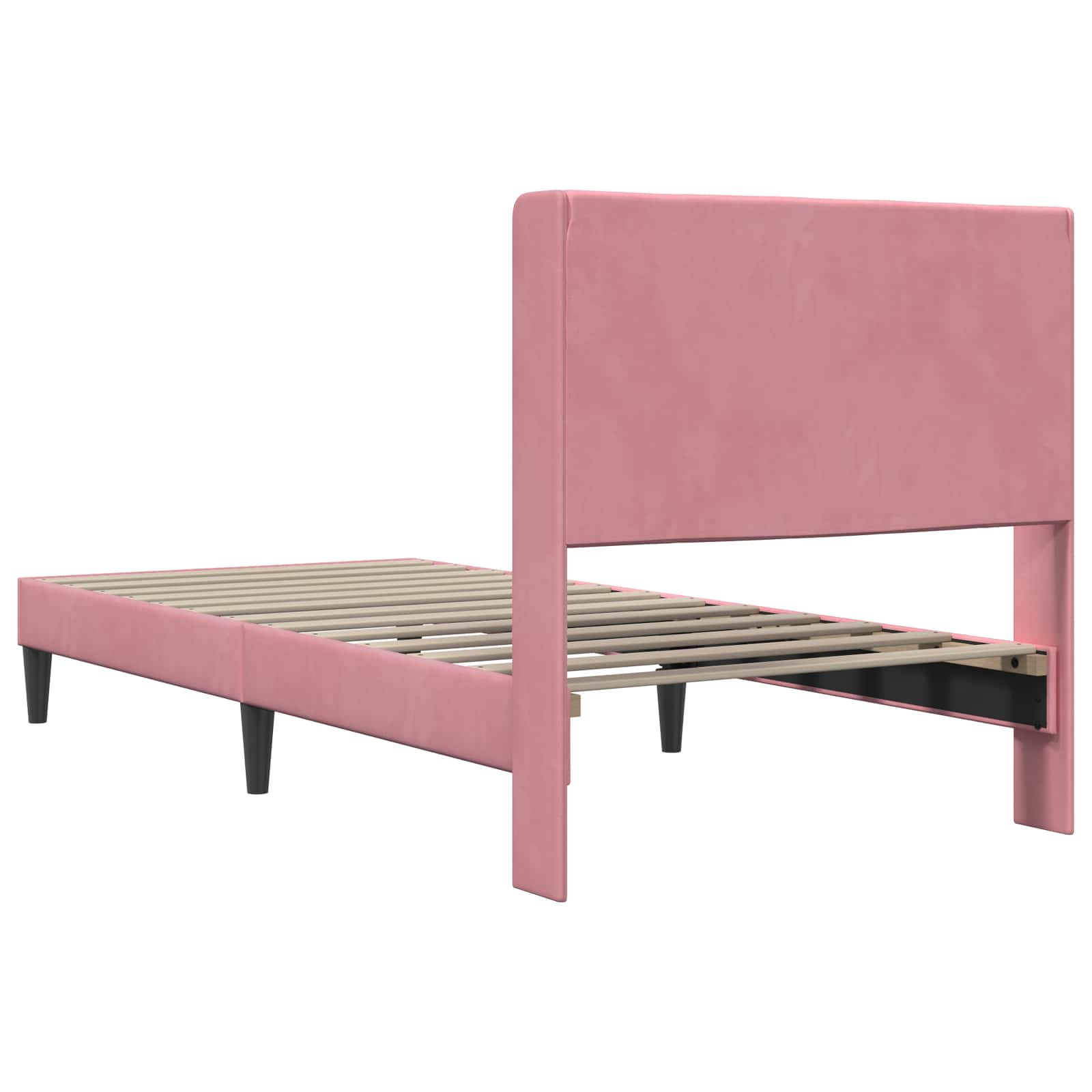 Cadre de lit avec tête de lit Rose 90 x 190 cm Velours - XIOS