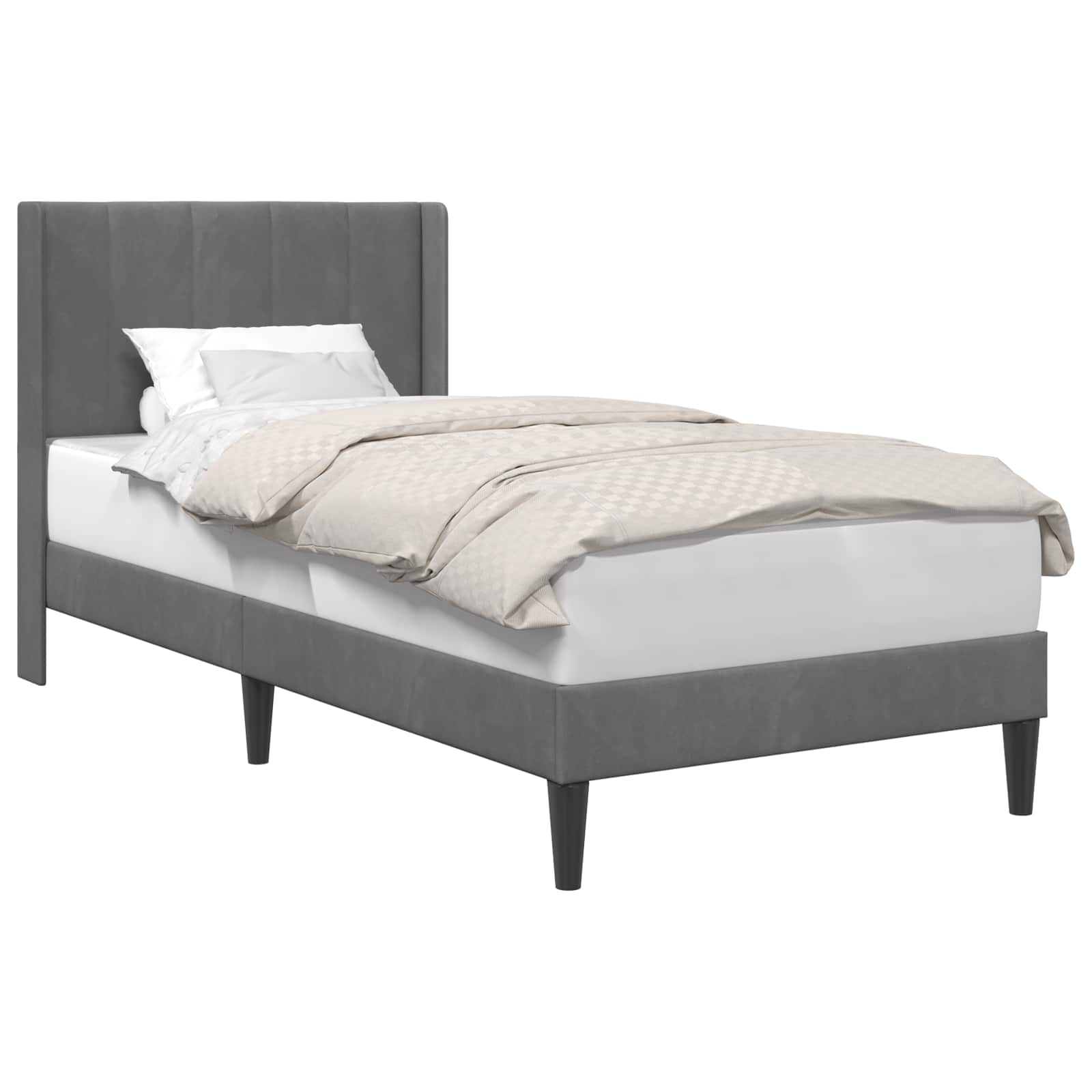 Cadre de lit avec tête de lit Gris foncé 90 x 200 cm Velours - XIOS