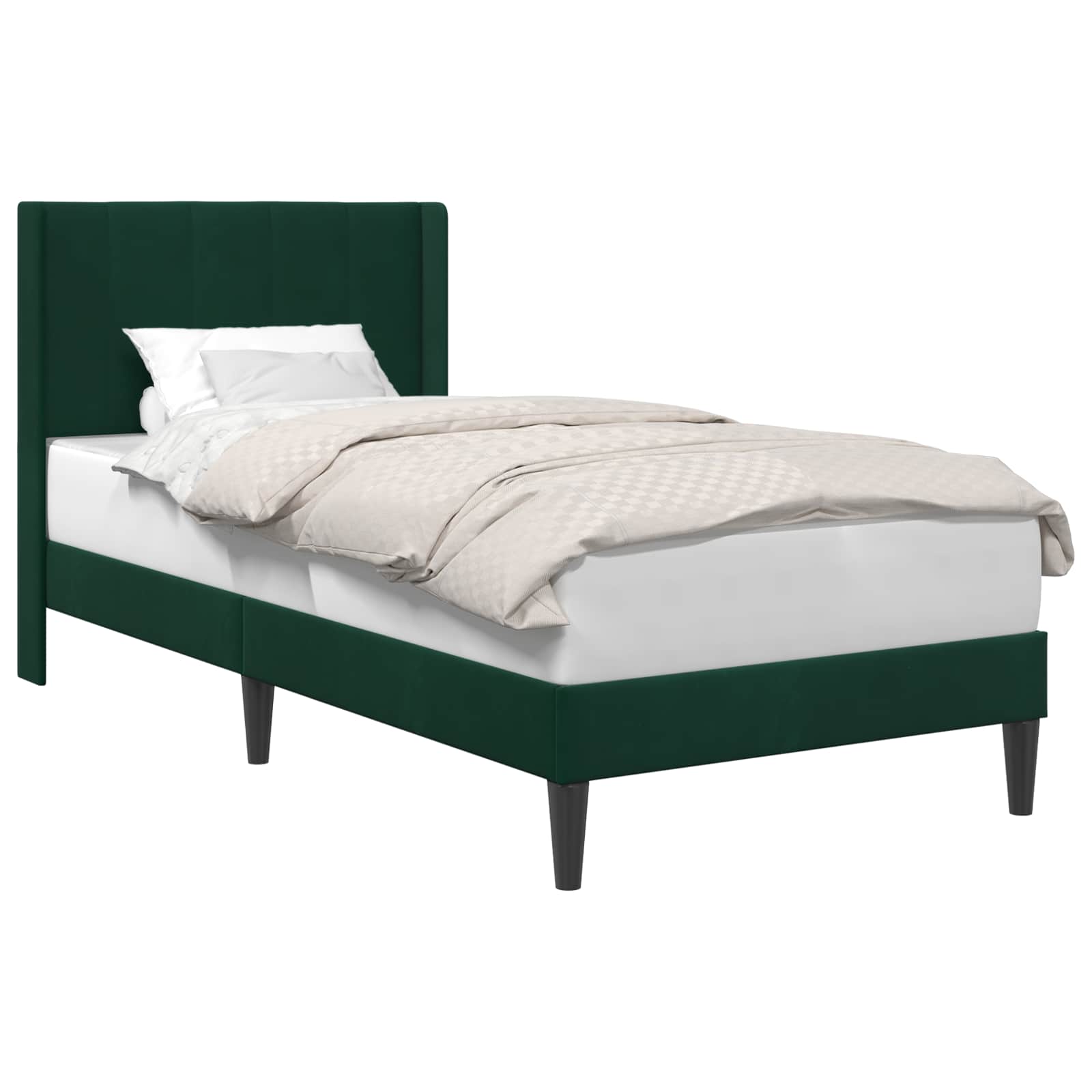 Cadre de lit avec tête de lit Vert foncé 90 x 200 cm Velours - XIOS