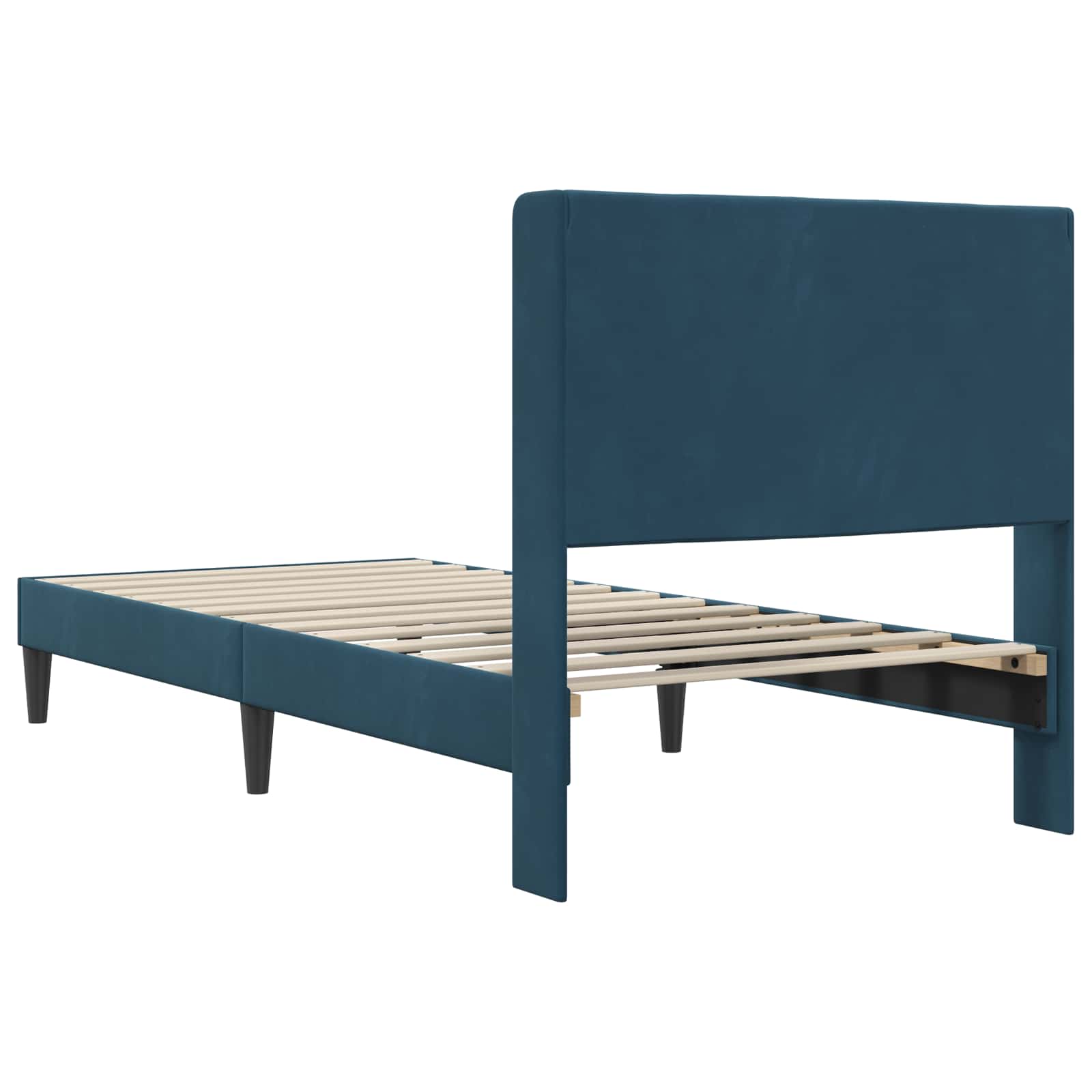 Cadre de lit avec tête de lit Bleu 100 x 200 cm Velours - XIOS