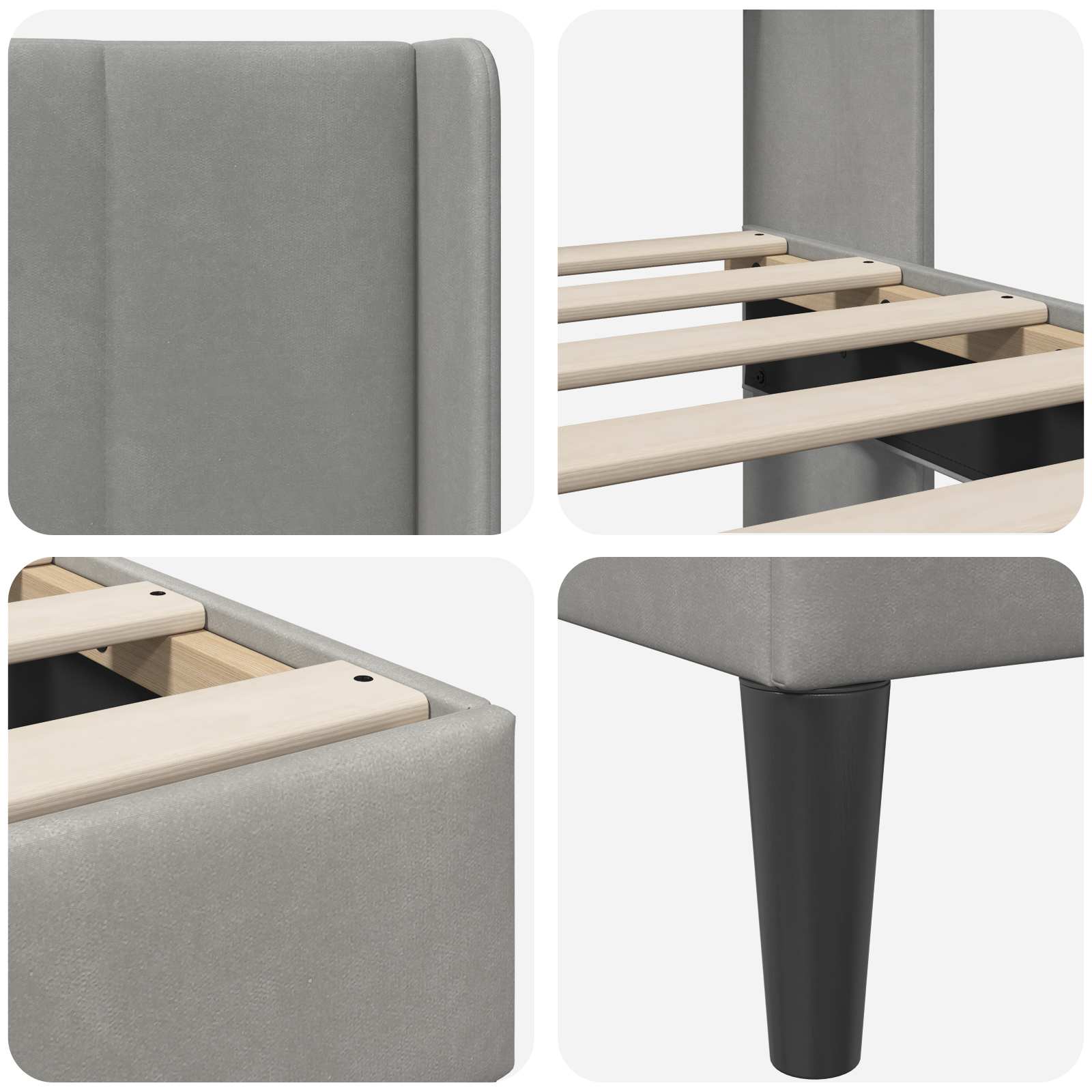 Cadre de lit avec tête de lit Gris clair 120 x 190 cm Velours - XIOS