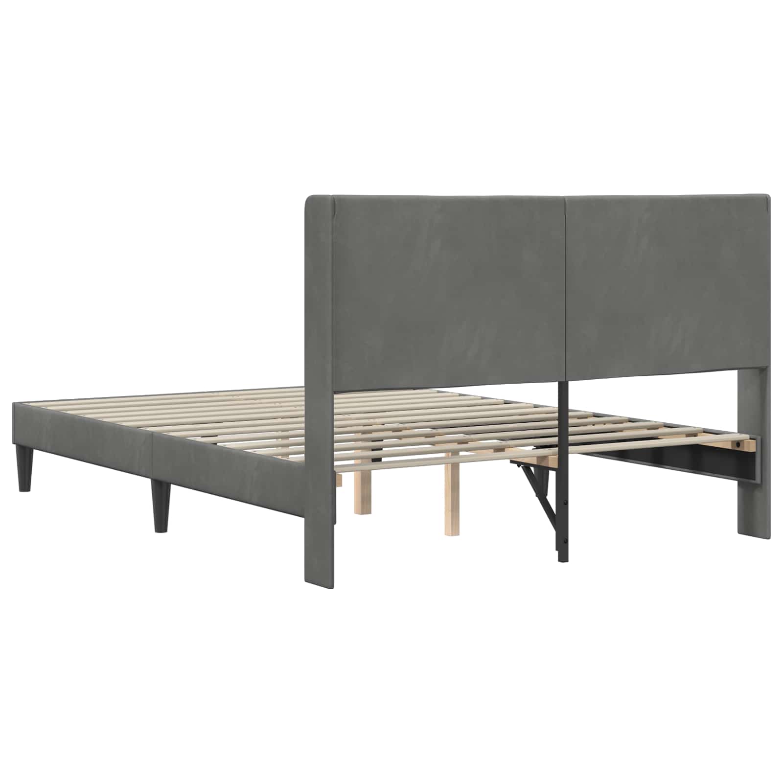 Cadre de lit avec tête de lit Gris foncé 140 x 190 cm Velours - XIOS
