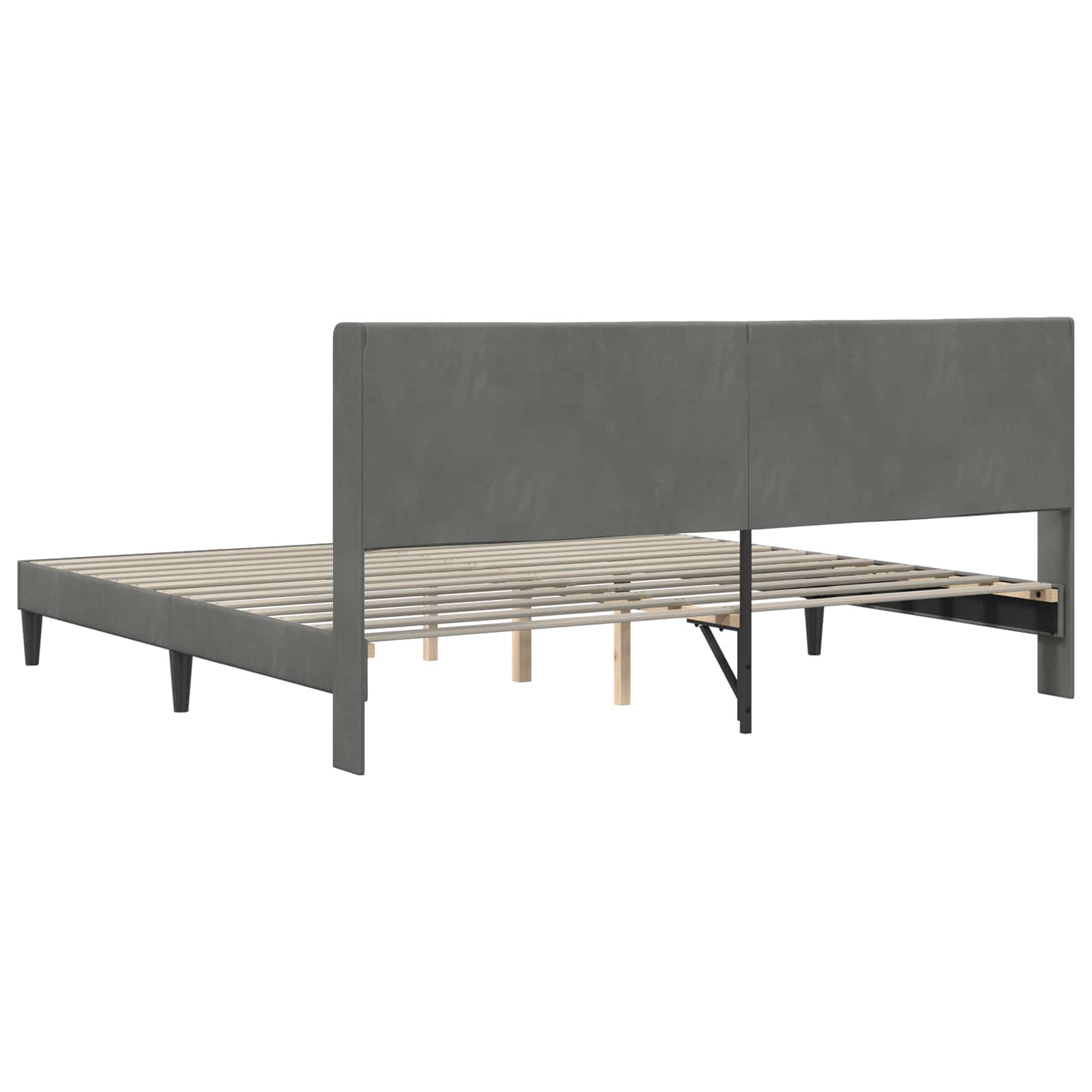 Cadre de lit avec tête de lit Gris foncé 180 x 200 cm Velours - XIOS