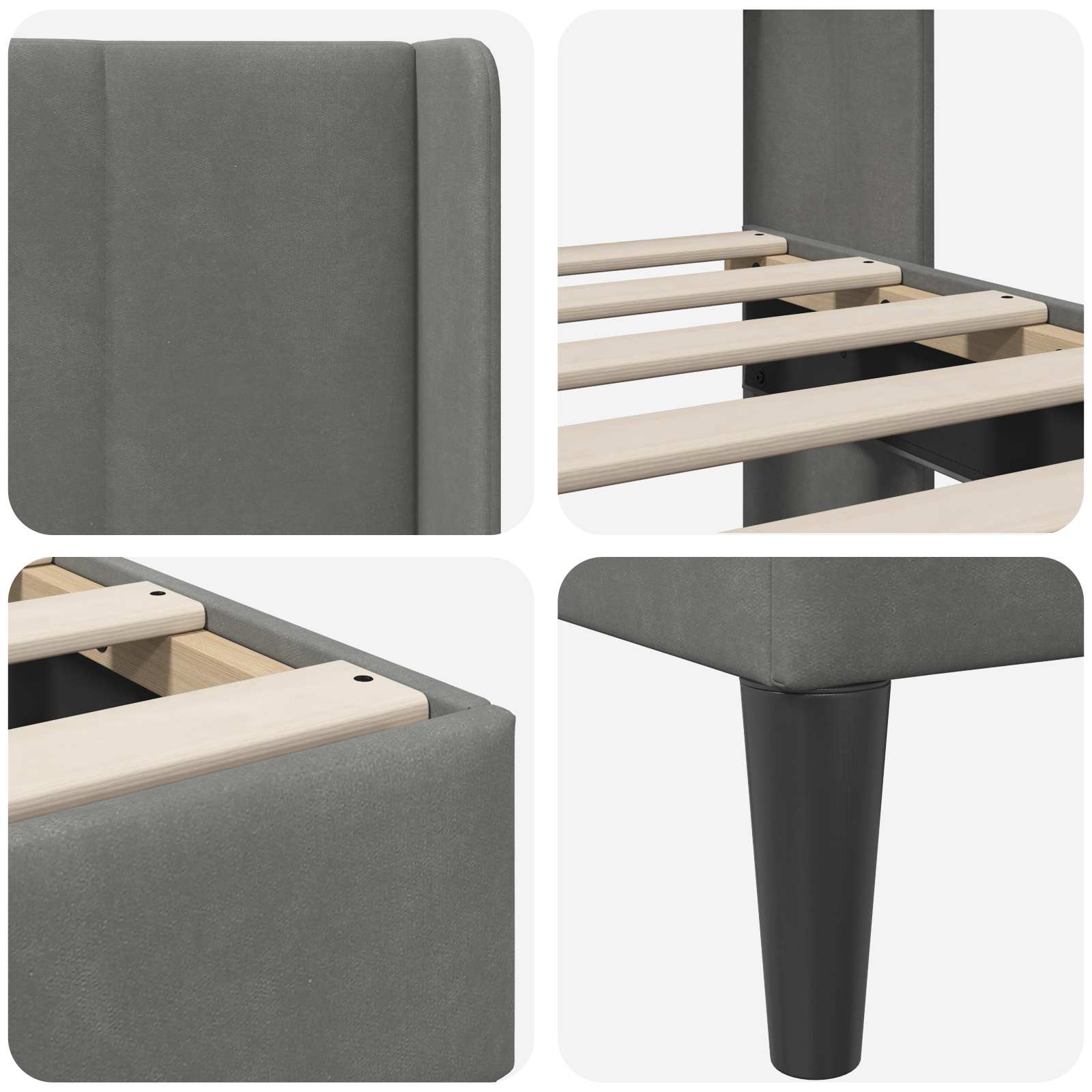 Cadre de lit avec tête de lit Gris foncé 200 x 200 cm Velours - XIOS