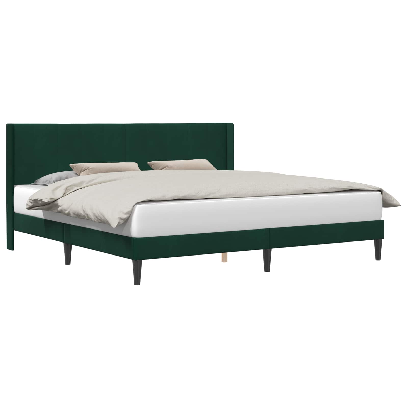 Cadre de lit avec tête de lit Vert foncé 200 x 200 cm Velours - XIOS