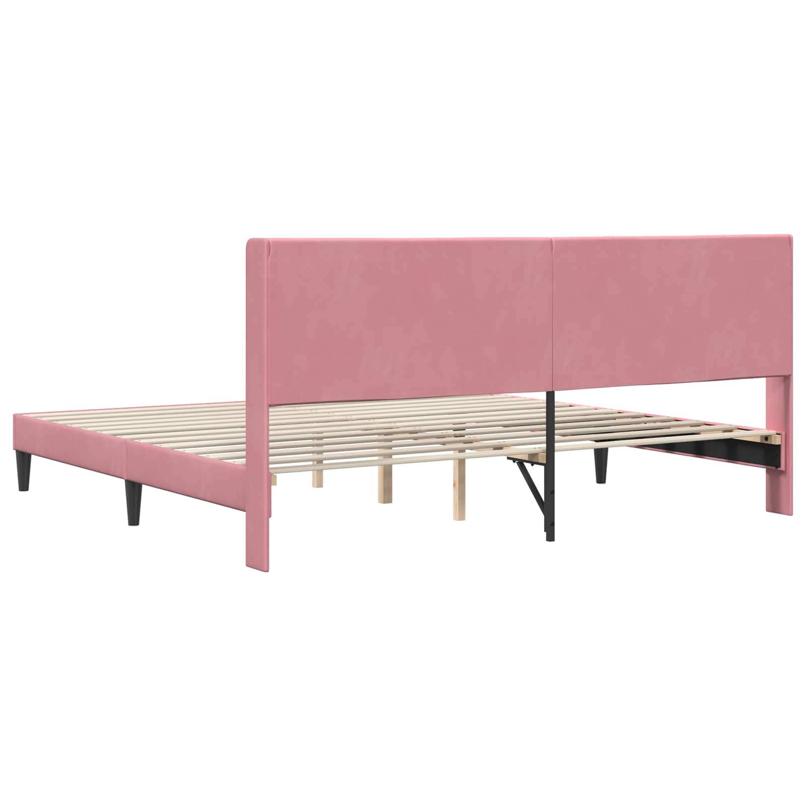 Cadre de lit avec tête de lit Rose 200 x 200 cm Velours - XIOS
