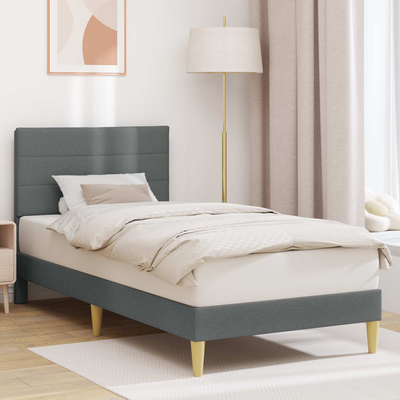 Cadre de lit avec tête de lit Gris foncé 80 x 200 cm tissu - XIOS