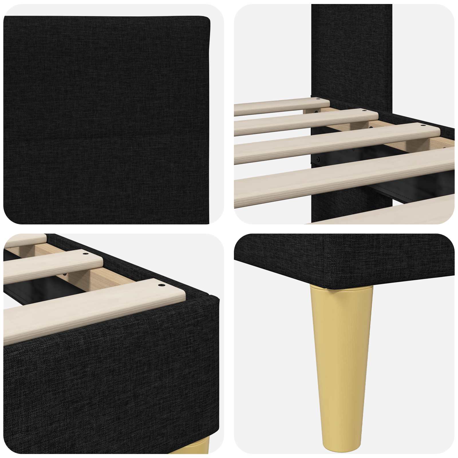 Cadre de lit avec tête de lit Noir 80 x 200 cm tissu - XIOS