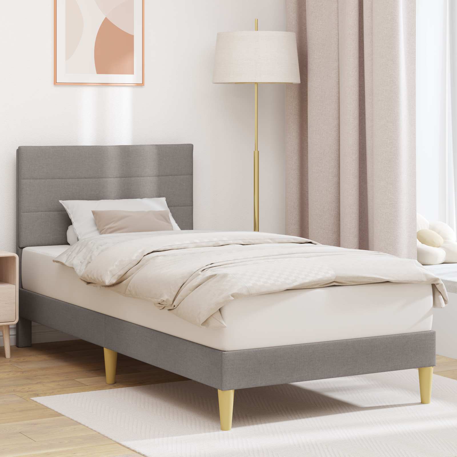 Cadre de lit avec tête de lit Taupe 80 x 200 cm tissu - XIOS