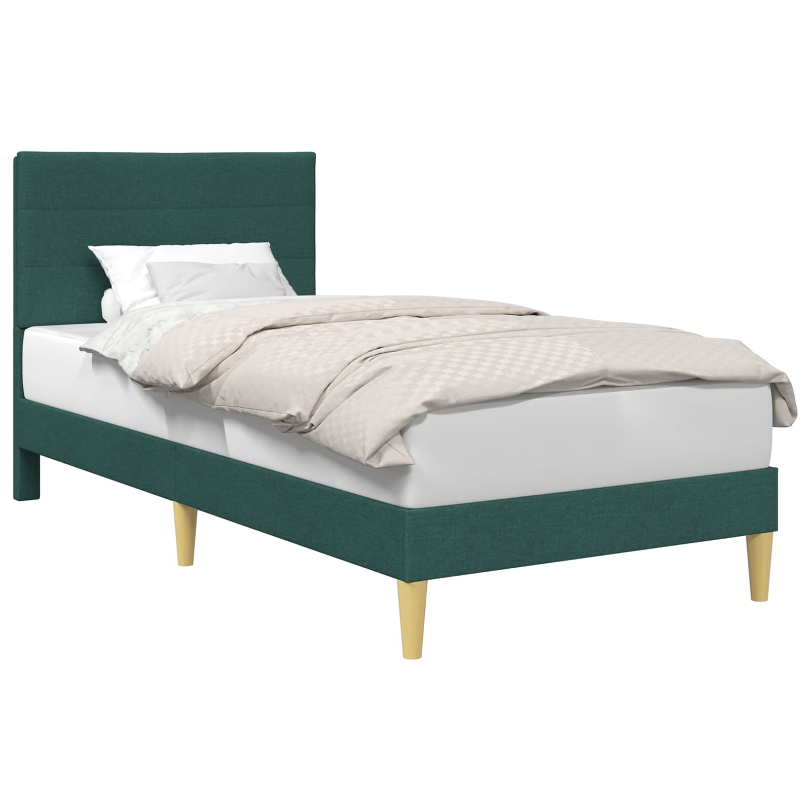 Cadre de lit avec tête de lit Vert foncé 90 x 190 cm tissu - XIOS