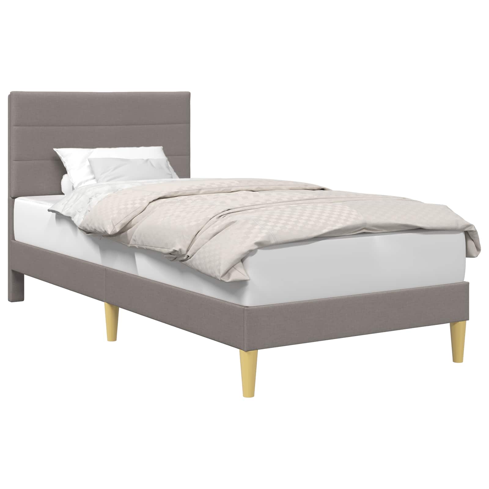 Cadre de lit avec tête de lit Taupe 100 x 200 cm tissu - XIOS