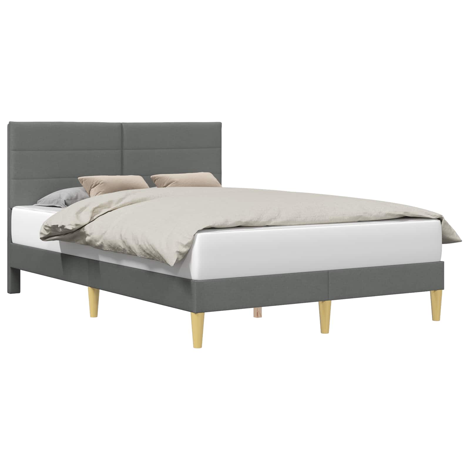 Cadre de lit avec tête de lit Gris foncé 120 x 190 cm tissu - XIOS