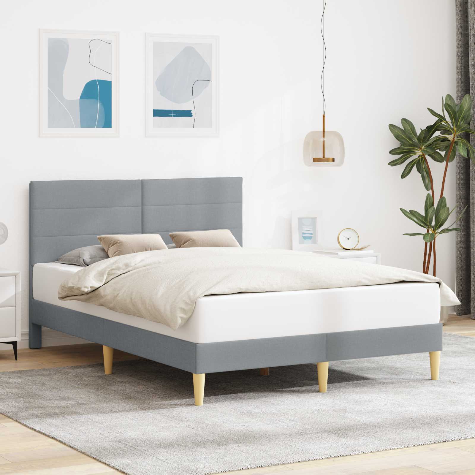 Cadre de lit avec tête de lit Gris clair 120 x 200 cm Tissu - XIOS
