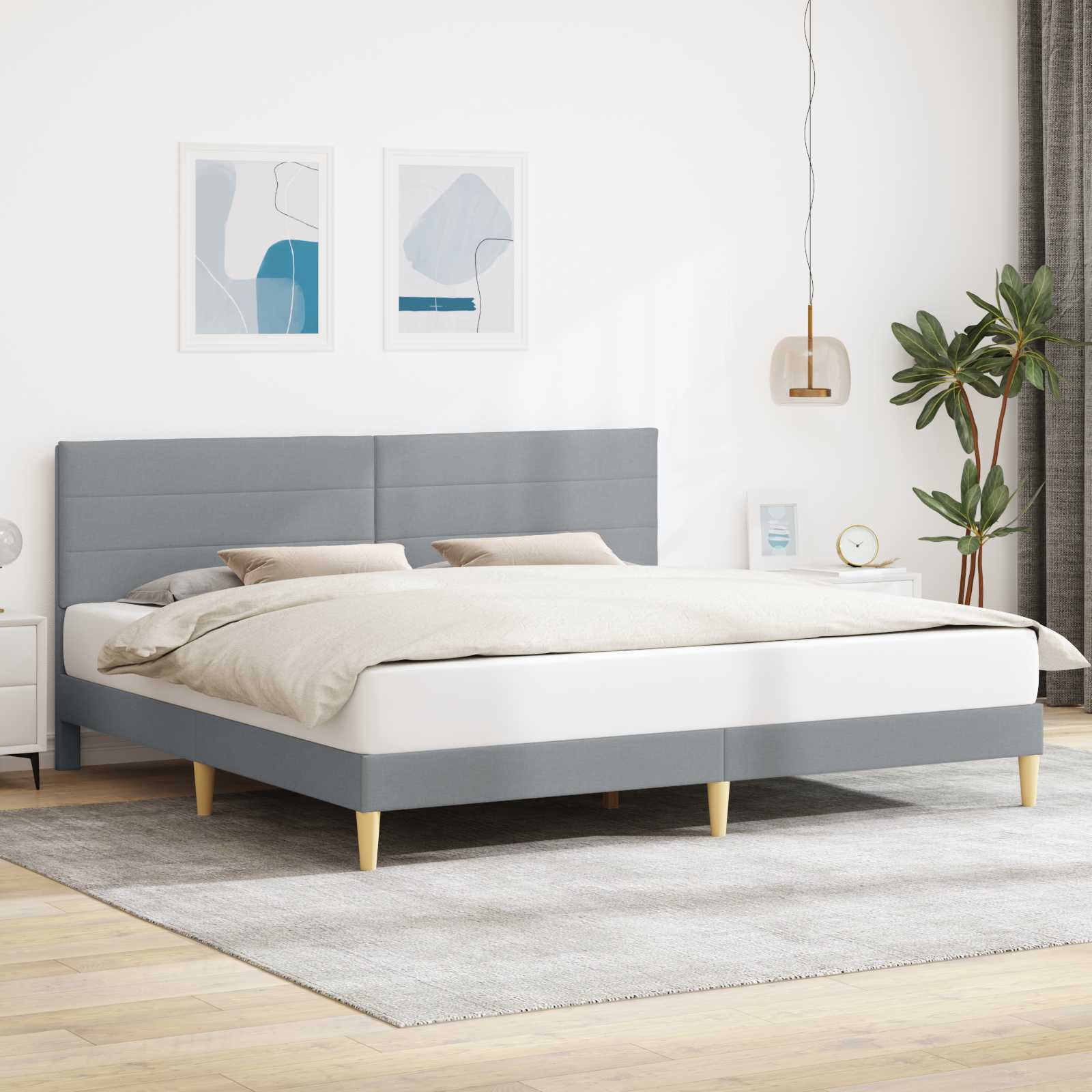 Cadre de lit avec tête de lit Gris clair 180 x 200 cm Tissu - XIOS