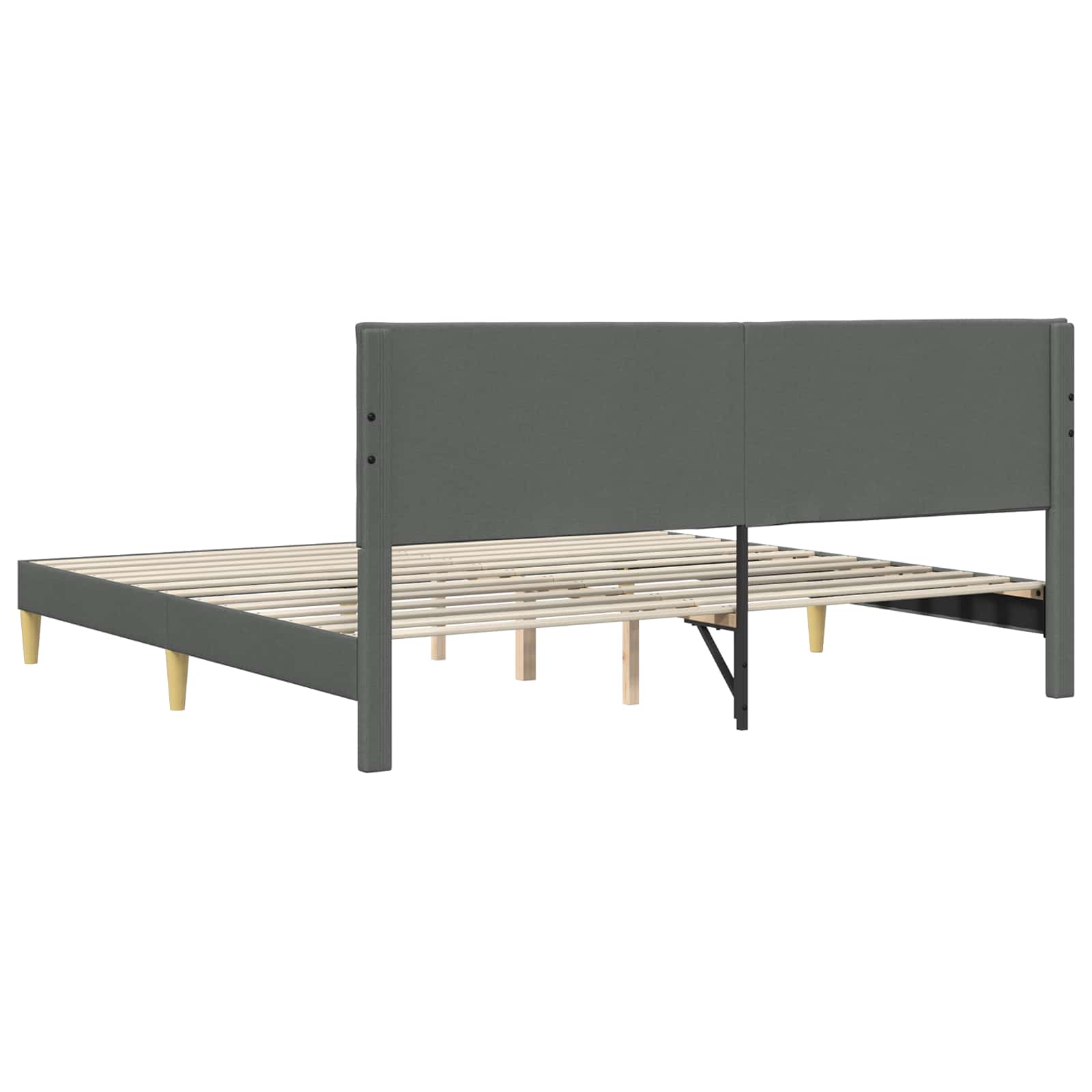 Cadre de lit avec tête de lit Gris foncé 180 x 200 cm Tissu - XIOS