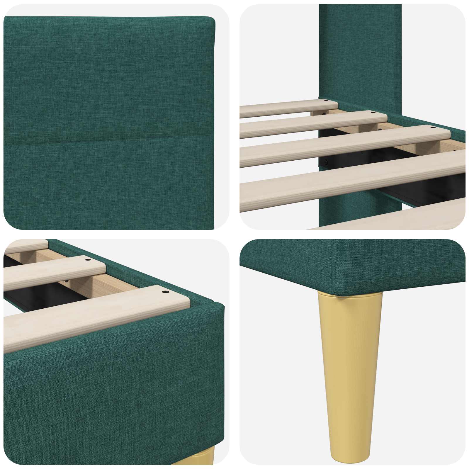 Cadre de lit avec tête de lit Vert foncé 180 x 200 cm Tissu - XIOS