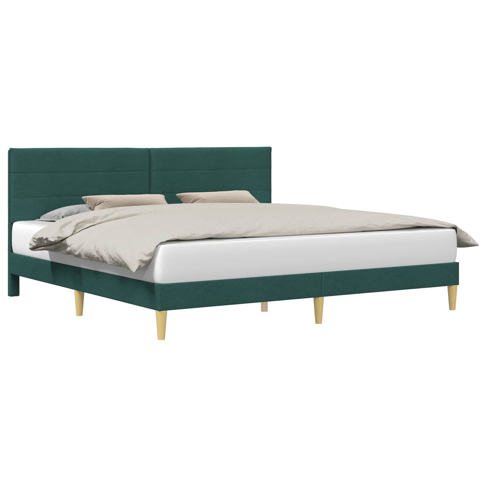 Cadre de lit avec tête de lit Vert foncé 180 x 200 cm Tissu - XIOS
