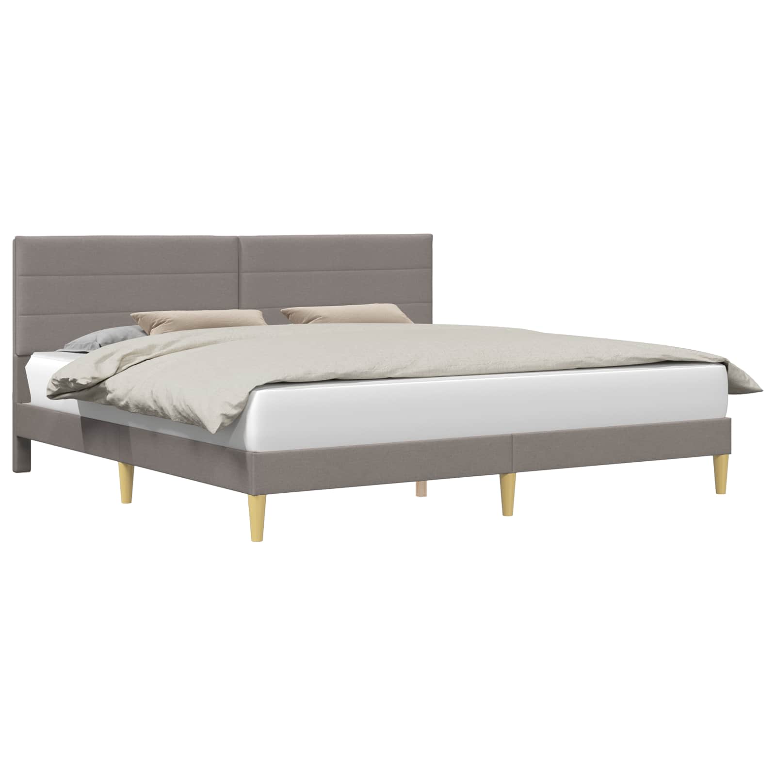 Cadre de lit avec tête de lit Taupe 180 x 200 cm Tissu - XIOS