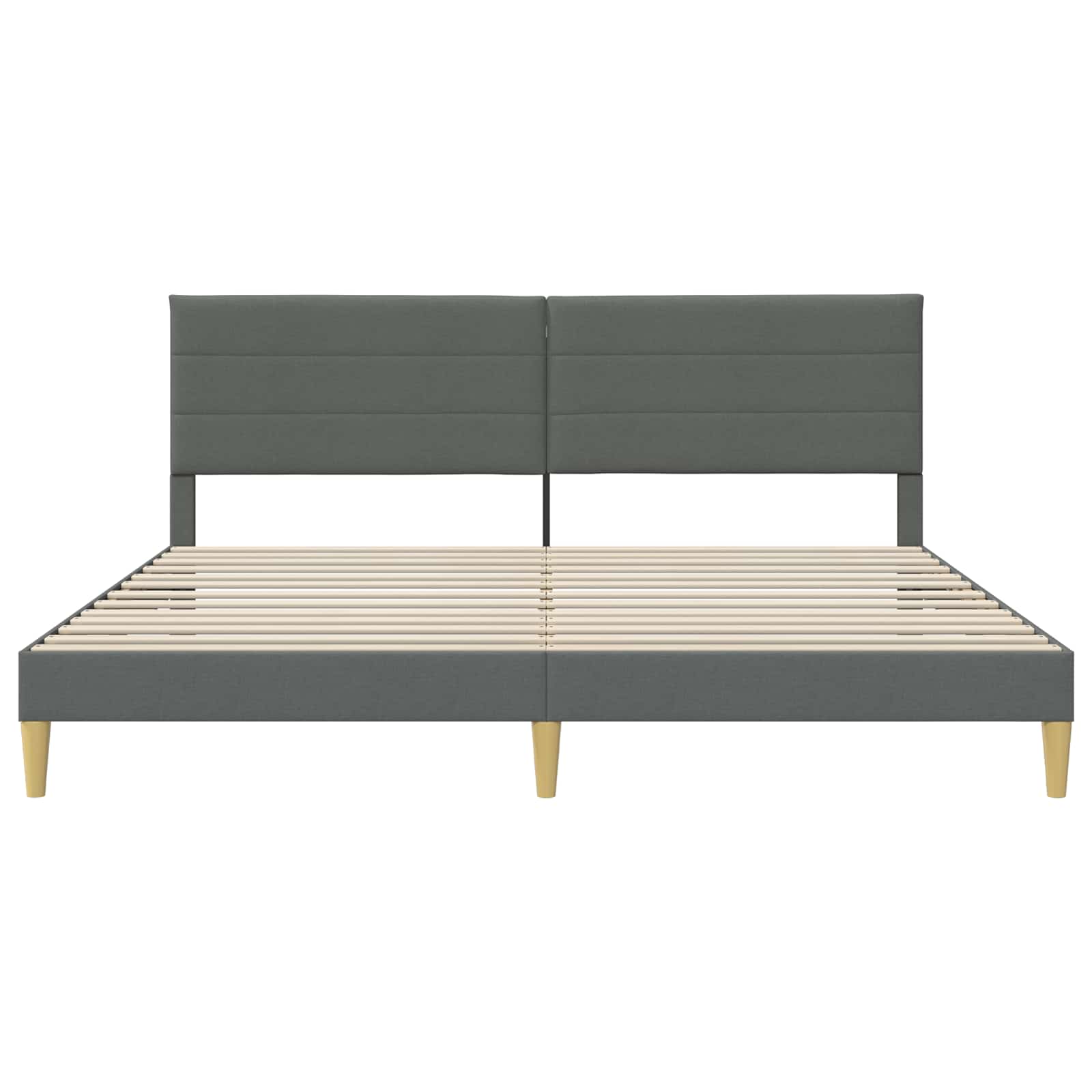 Cadre de lit avec tête de lit Gris foncé 200 x 200 cm Tissu - XIOS