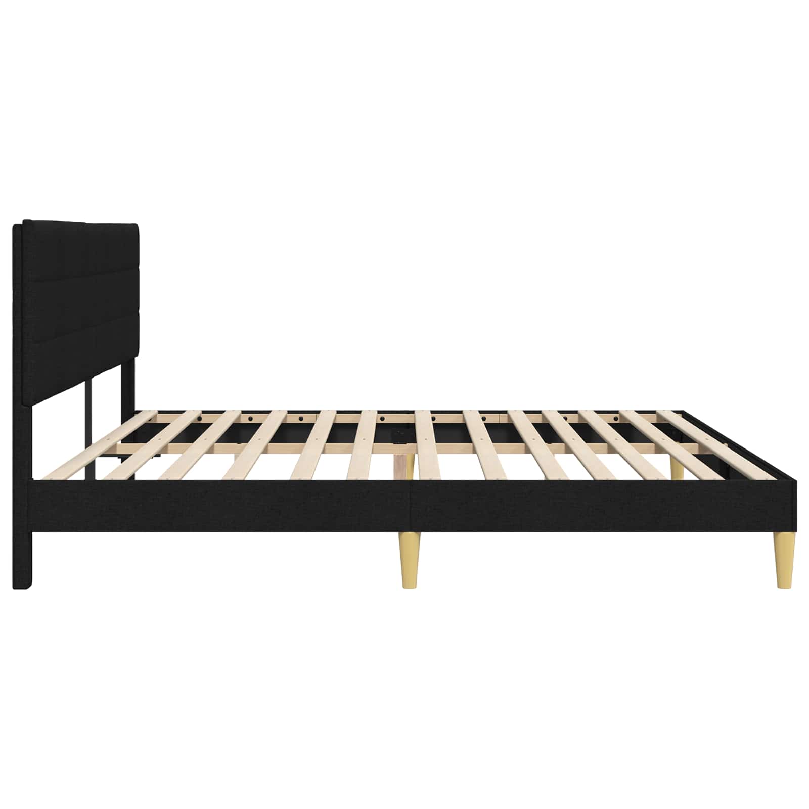 Cadre de lit avec tête de lit Noir 200 x 200 cm Tissu - XIOS