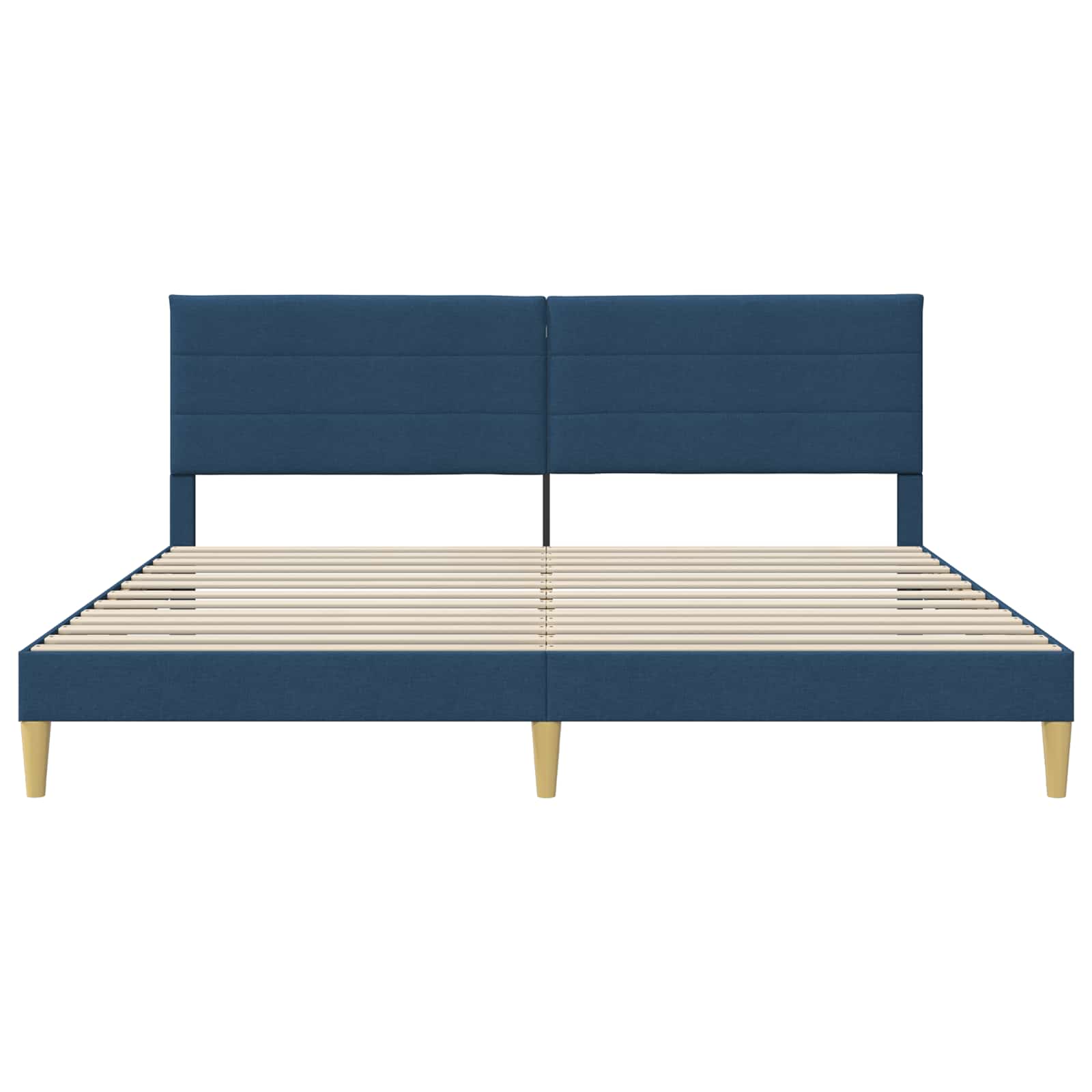 Cadre de lit avec tête de lit Bleu 200 x 200 cm Tissu - XIOS