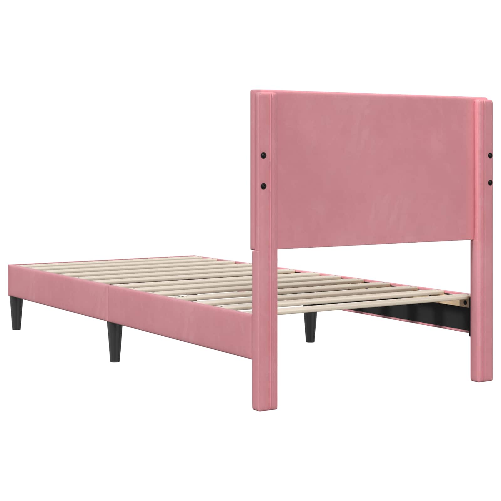 Cadre de lit avec tête de lit Rose 90 x 190 cm Velours - XIOS