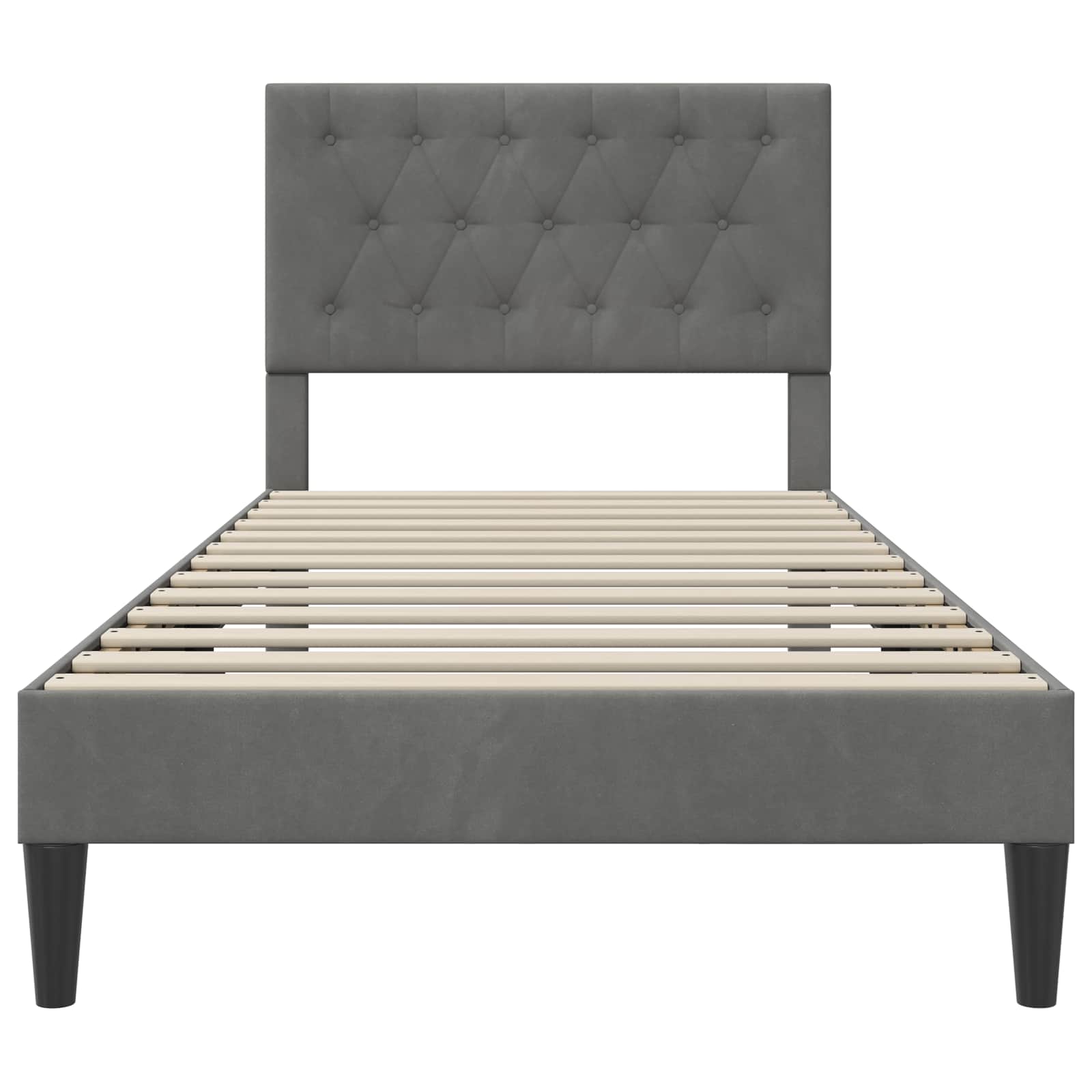 Cadre de lit avec tête de lit Gris foncé 90 x 200 cm Velours - XIOS