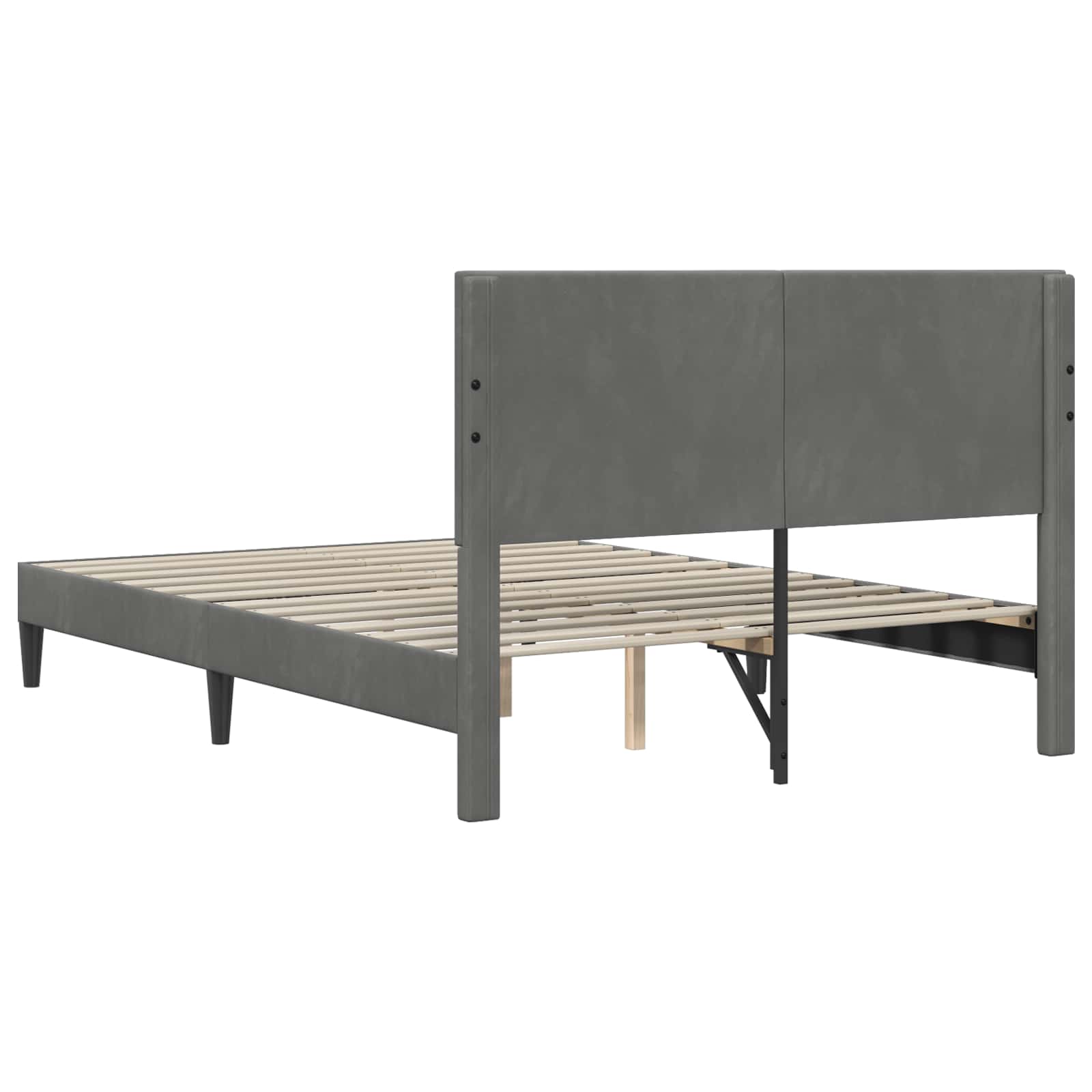 Cadre de lit avec tête de lit Gris foncé 120 x 190 cm Velours - XIOS