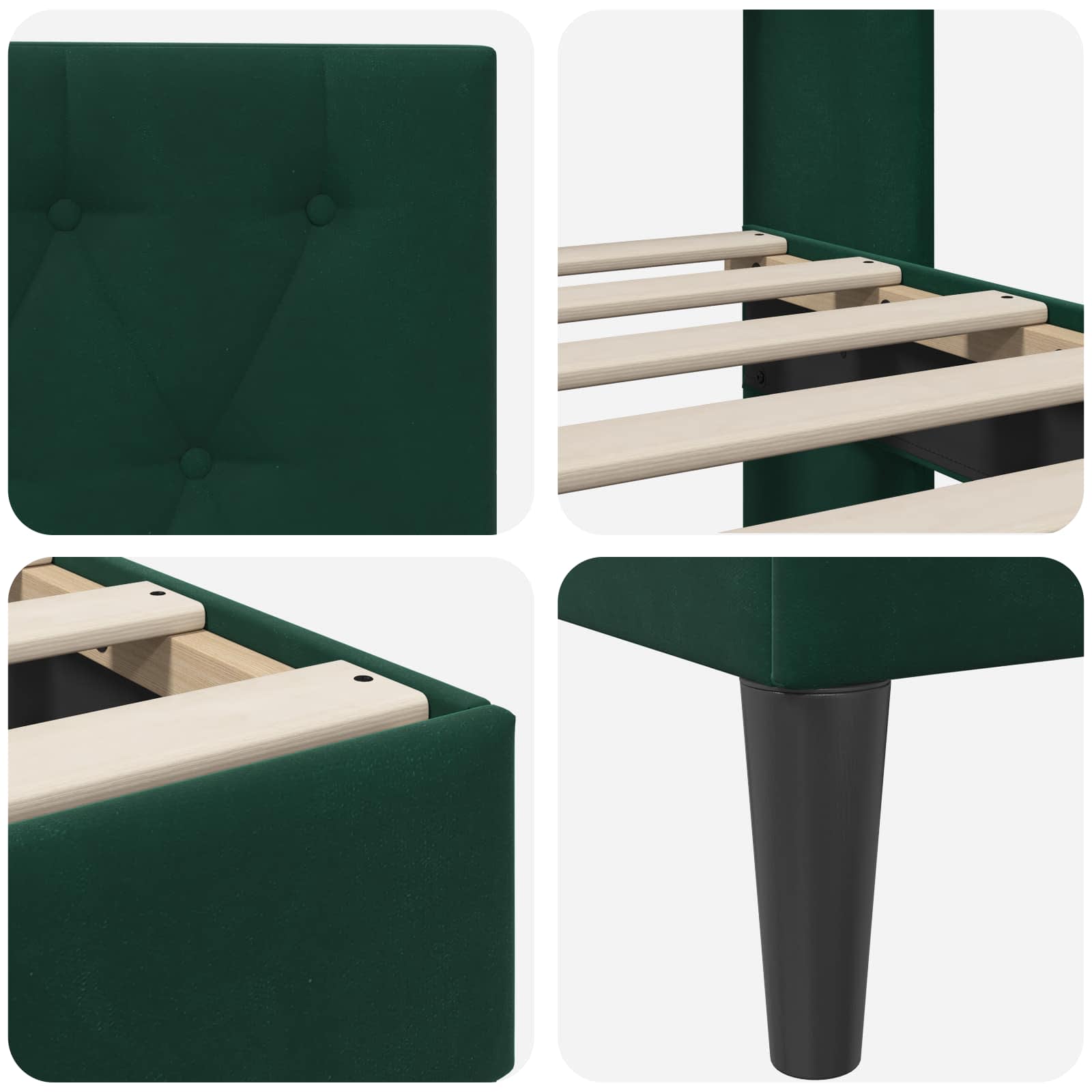 Cadre de lit avec tête de lit Vert foncé 120 x 190 cm Velours - XIOS