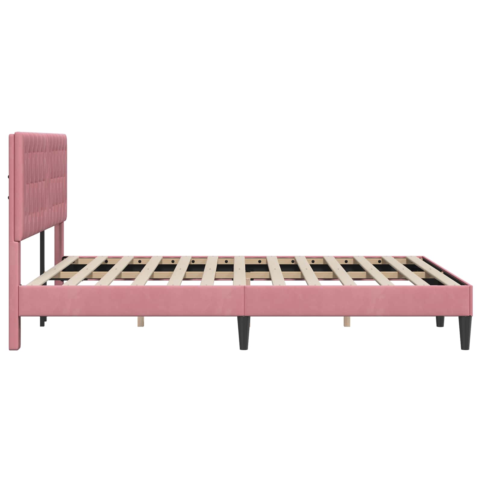 Cadre de lit avec tête de lit Rose 120 x 190 cm Velours - XIOS
