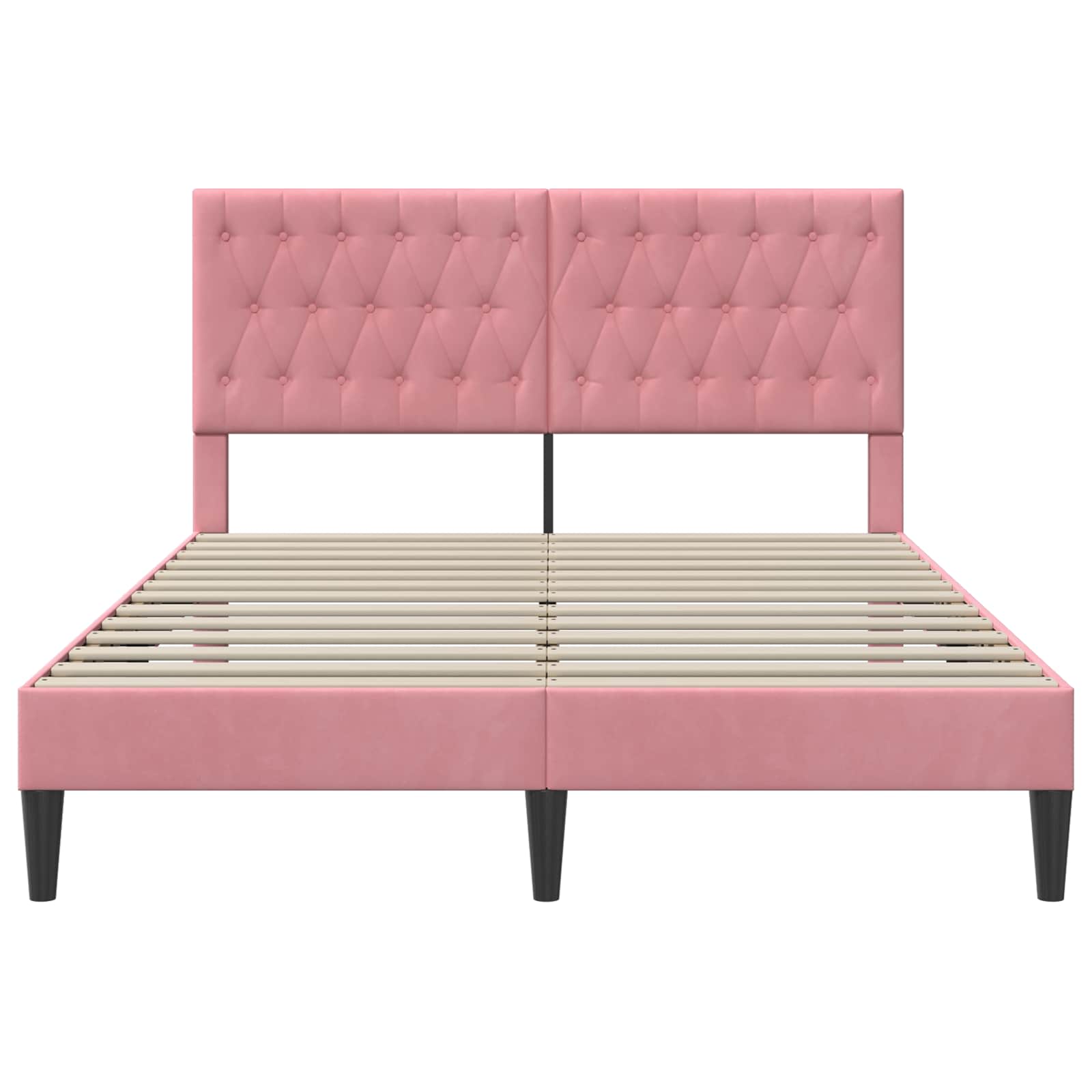 Cadre de lit avec tête de lit Rose 140 x 190 cm Velours - XIOS