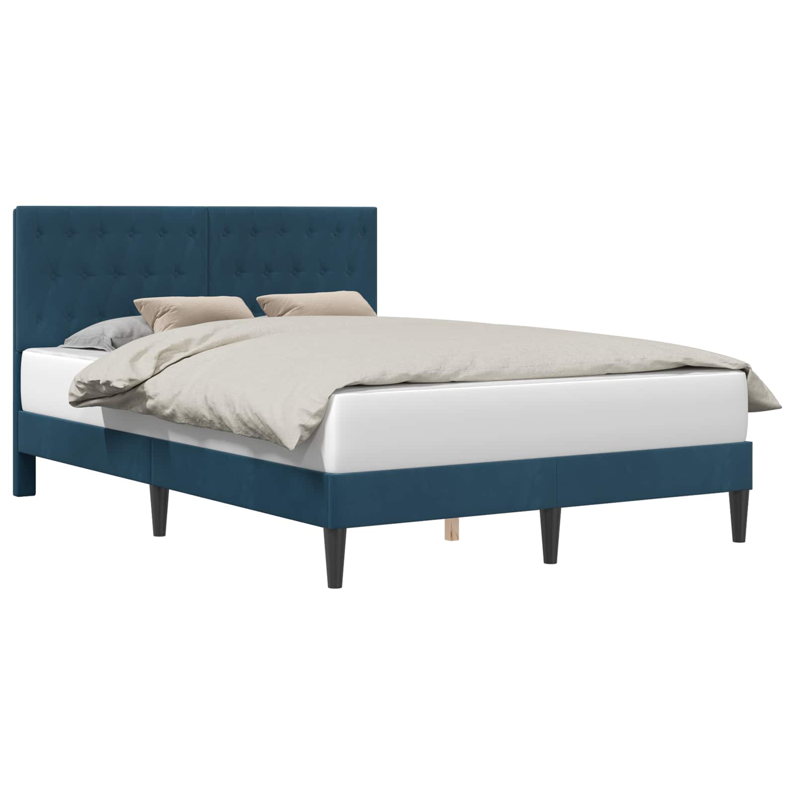 Cadre de lit avec tête de lit Bleu 140 x 190 cm Velours - XIOS