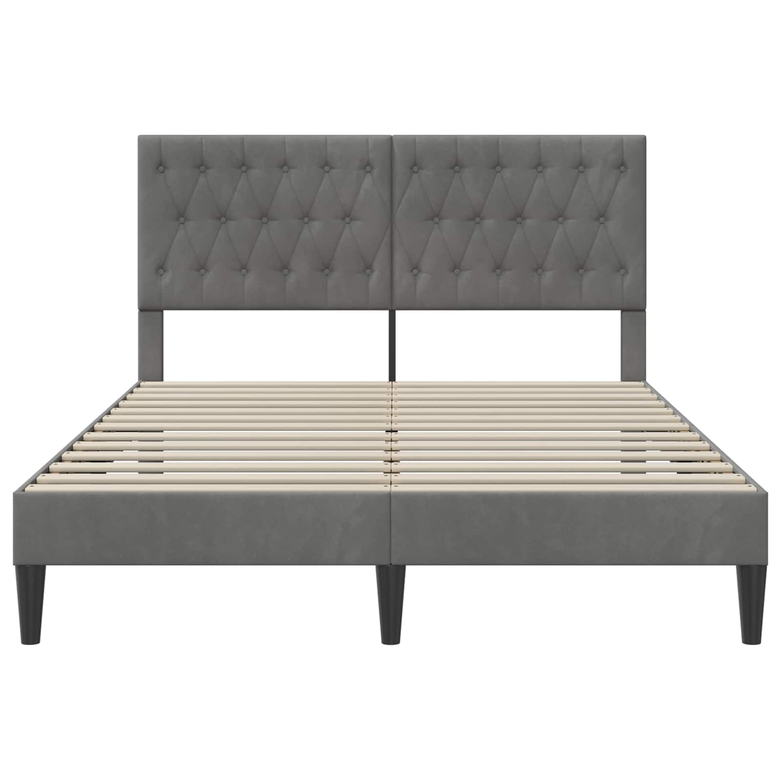 Cadre de lit avec tête de lit Gris foncé 140 x 200 cm Velours - XIOS