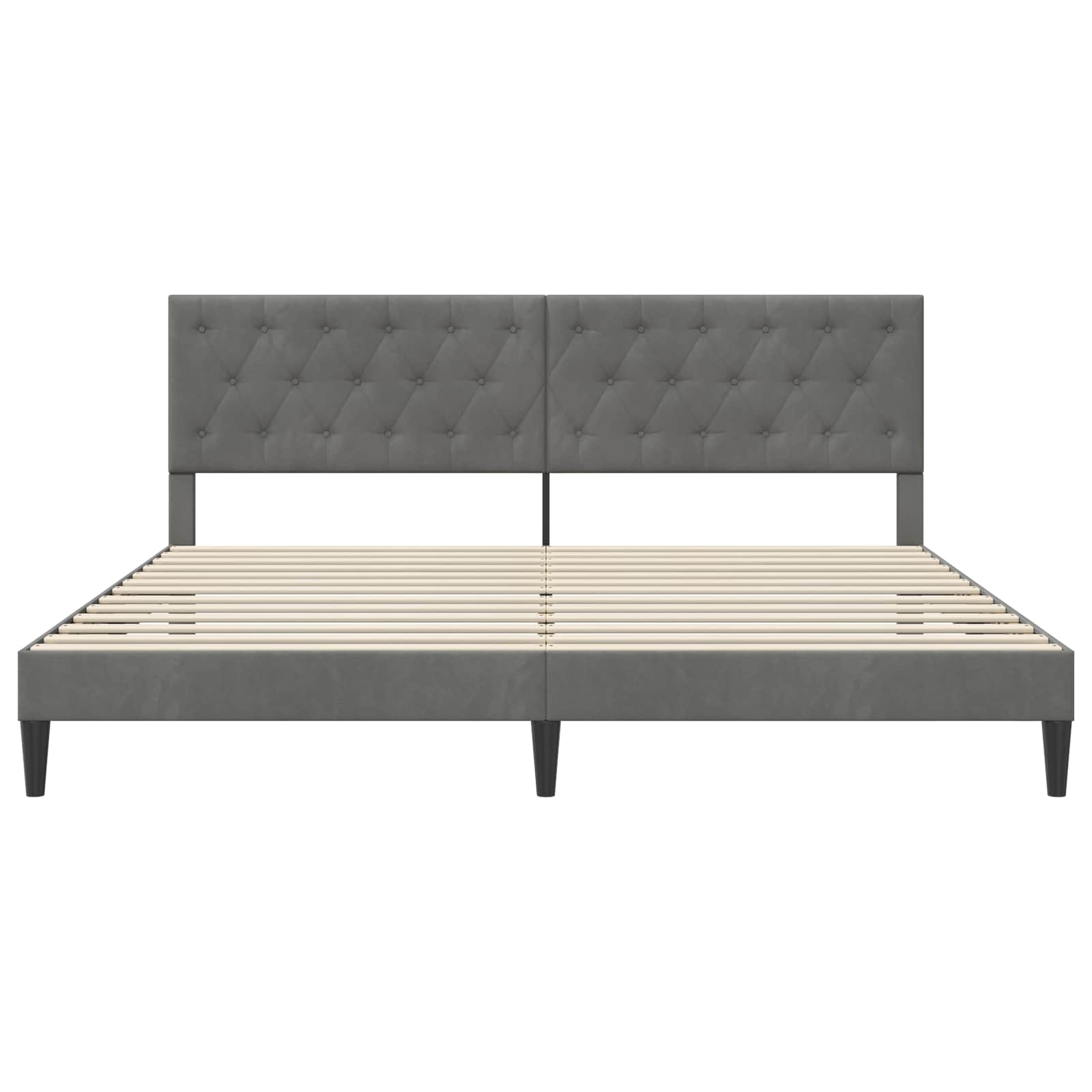 Cadre de lit avec tête de lit Gris foncé 180 x 200 cm Velours - XIOS