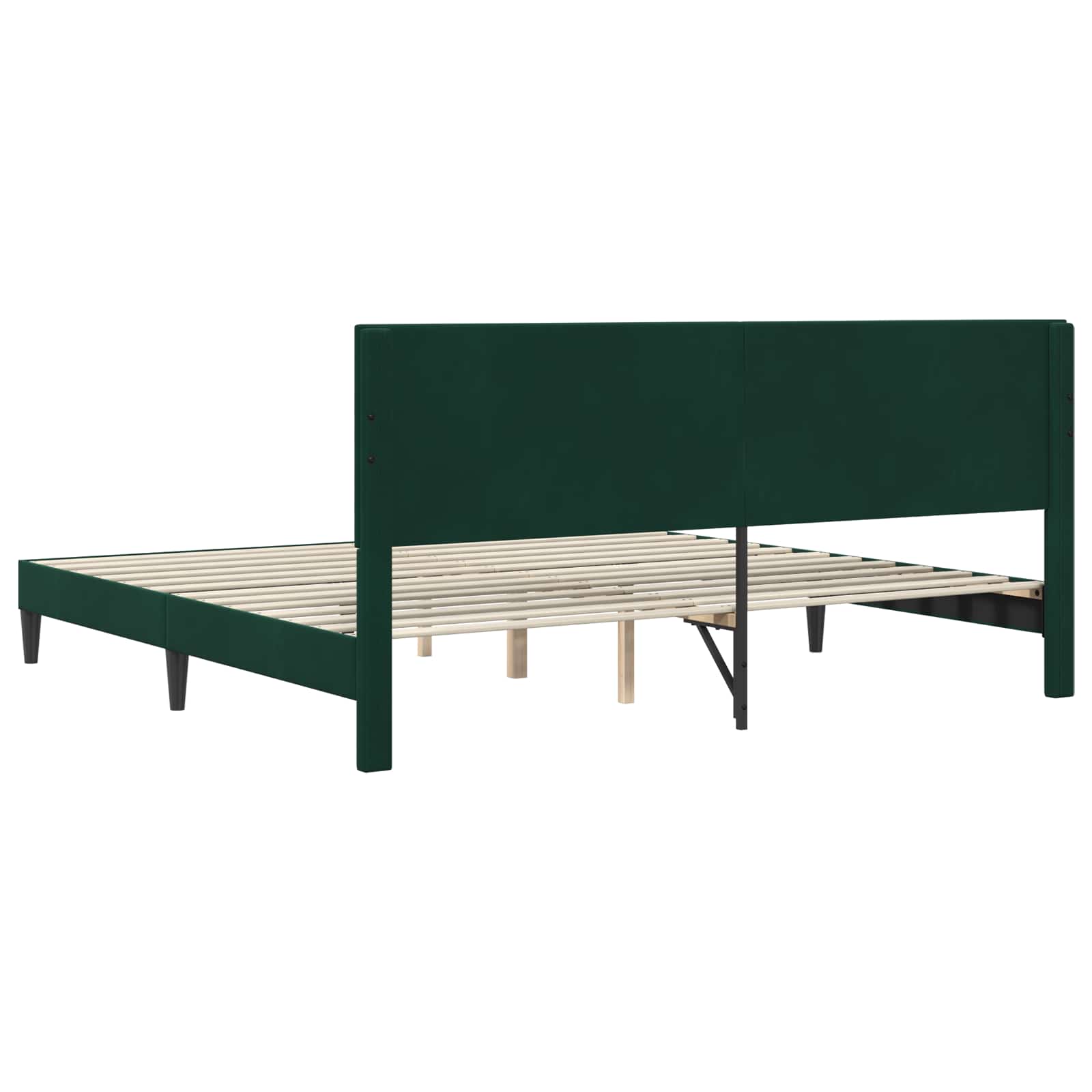 Cadre de lit avec tête de lit Vert foncé 180 x 200 cm Velours - XIOS