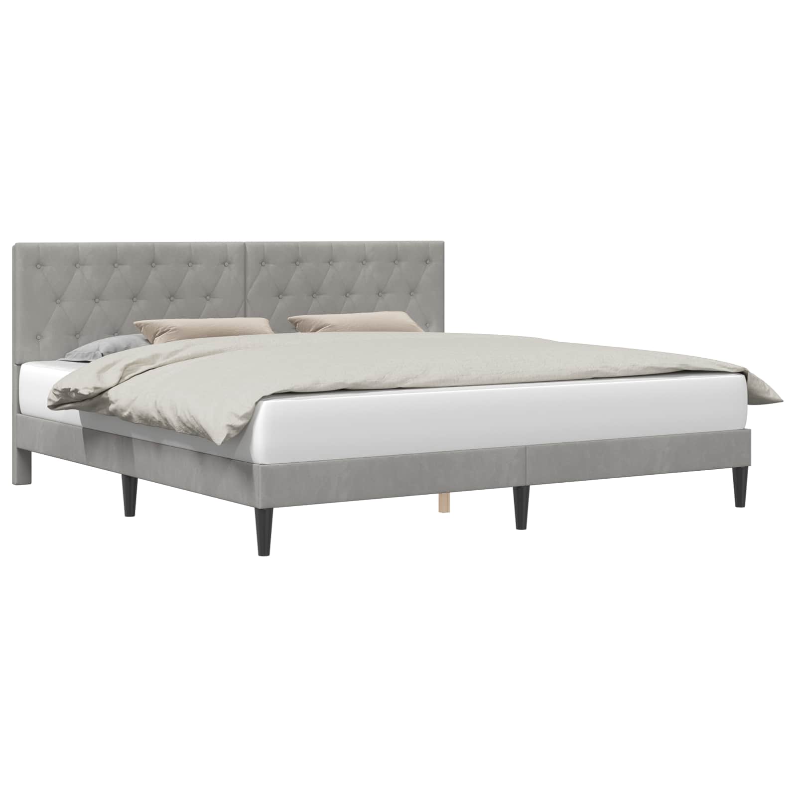 Cadre de lit avec tête de lit Gris clair 200 x 200 cm Velours - XIOS