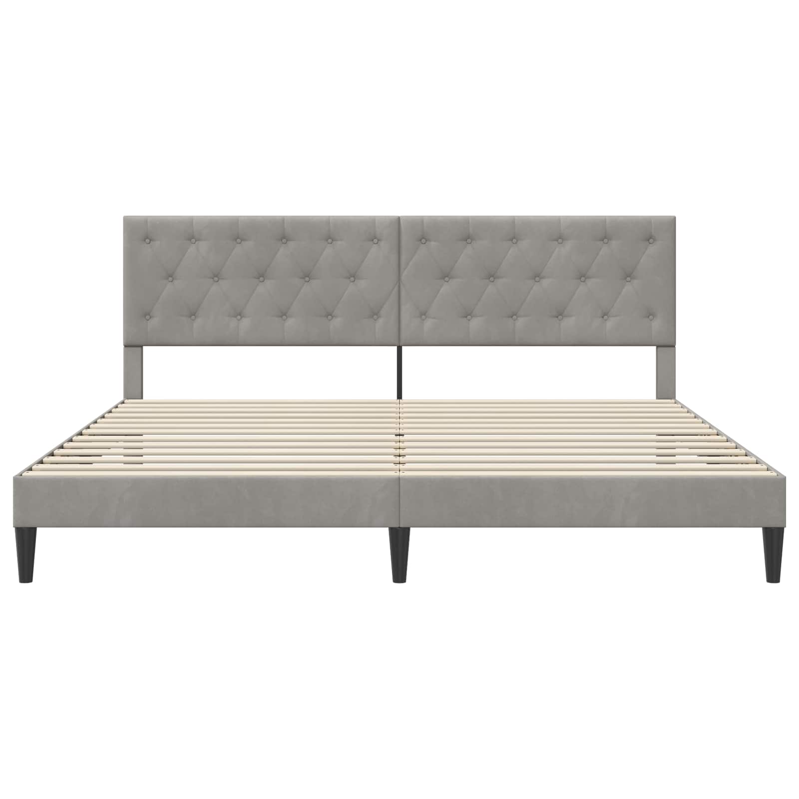 Cadre de lit avec tête de lit Gris clair 200 x 200 cm Velours - XIOS