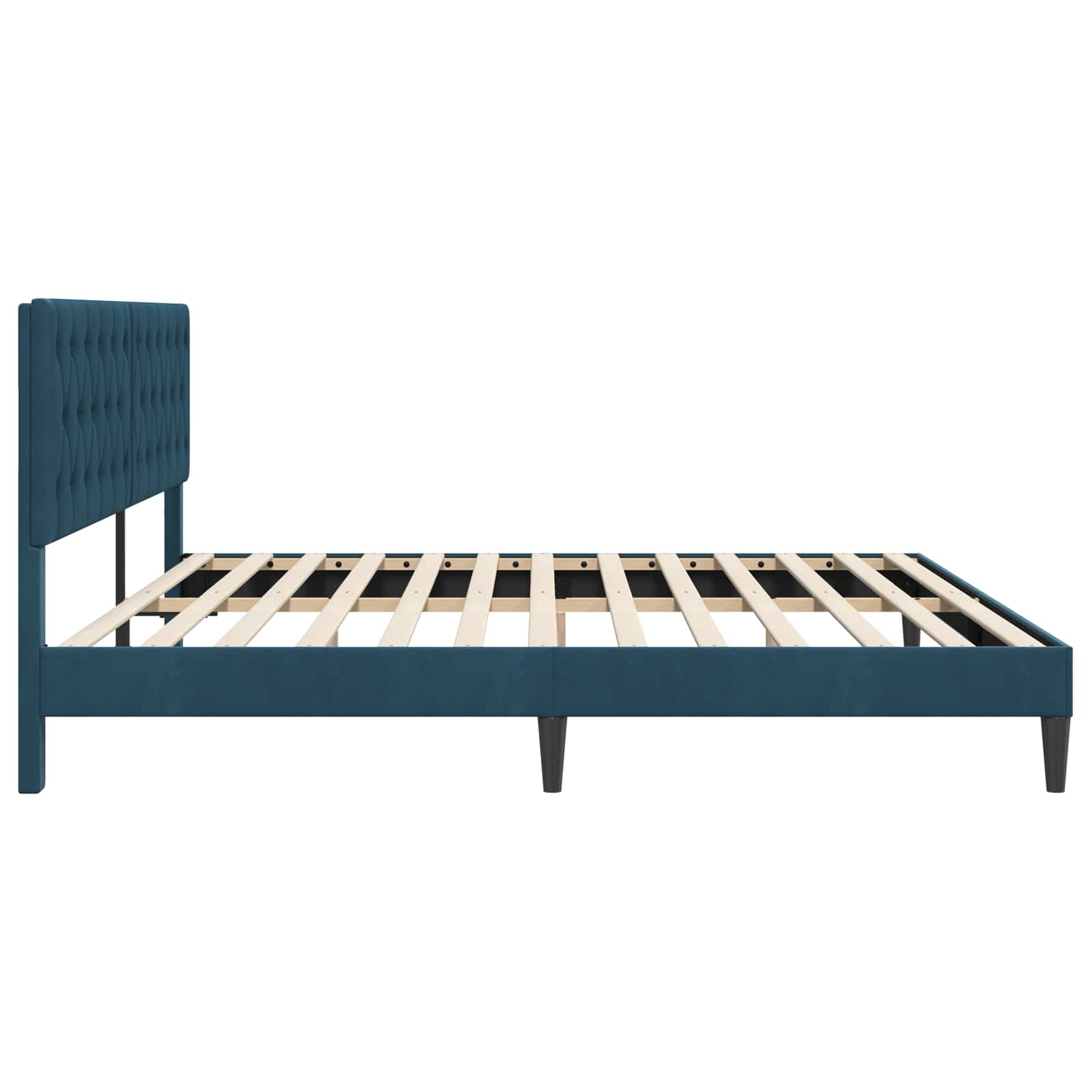 Cadre de lit avec tête de lit Bleu 200 x 200 cm Velours - XIOS