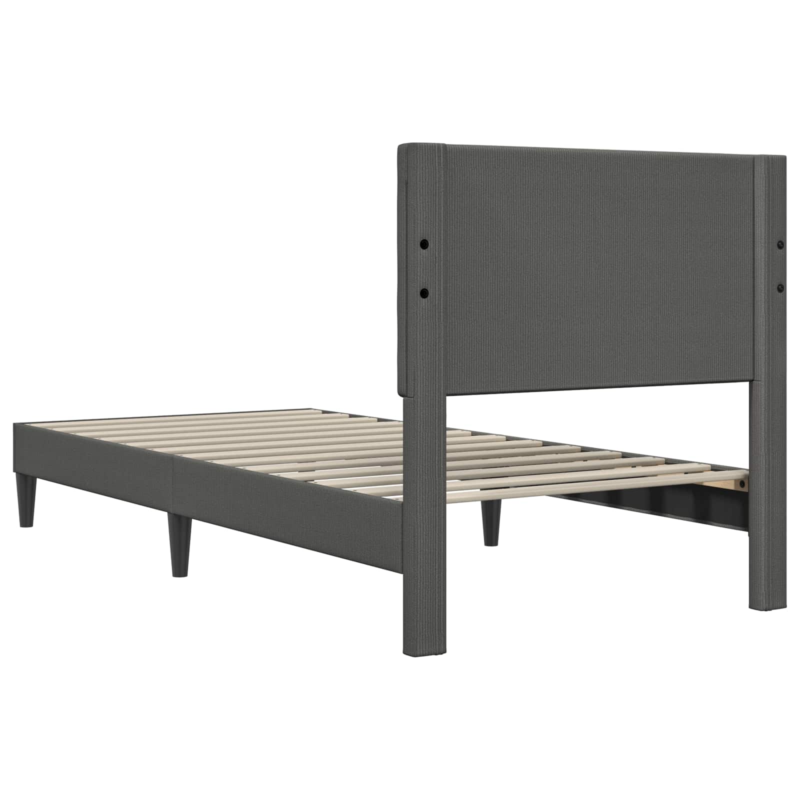 Cadre de lit Gris foncé 90 x 200 cm Tissu en velours côtelé - XIOS