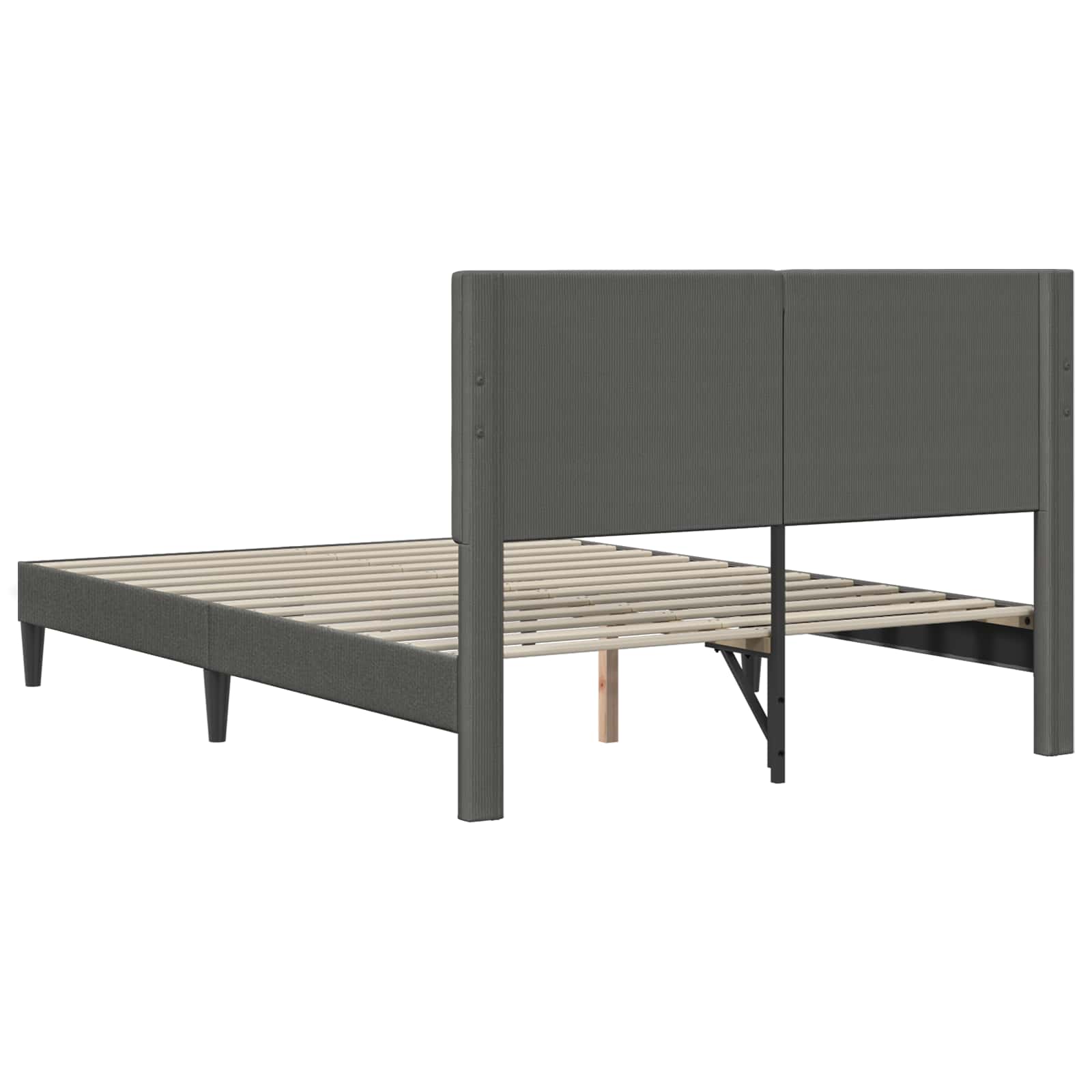 Cadre de lit Gris foncé 140 x 200 cm Tissu en velours côtelé - XIOS