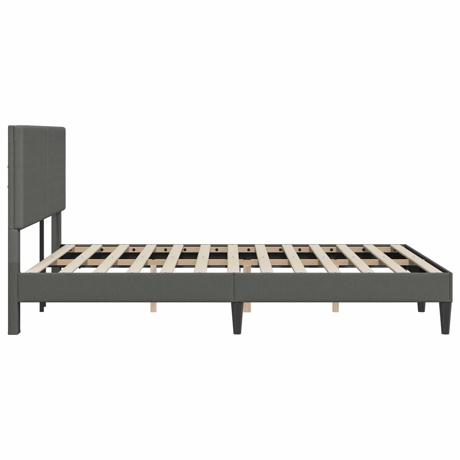 Cadre de lit Gris foncé 140 x 200 cm Tissu en velours côtelé - XIOS