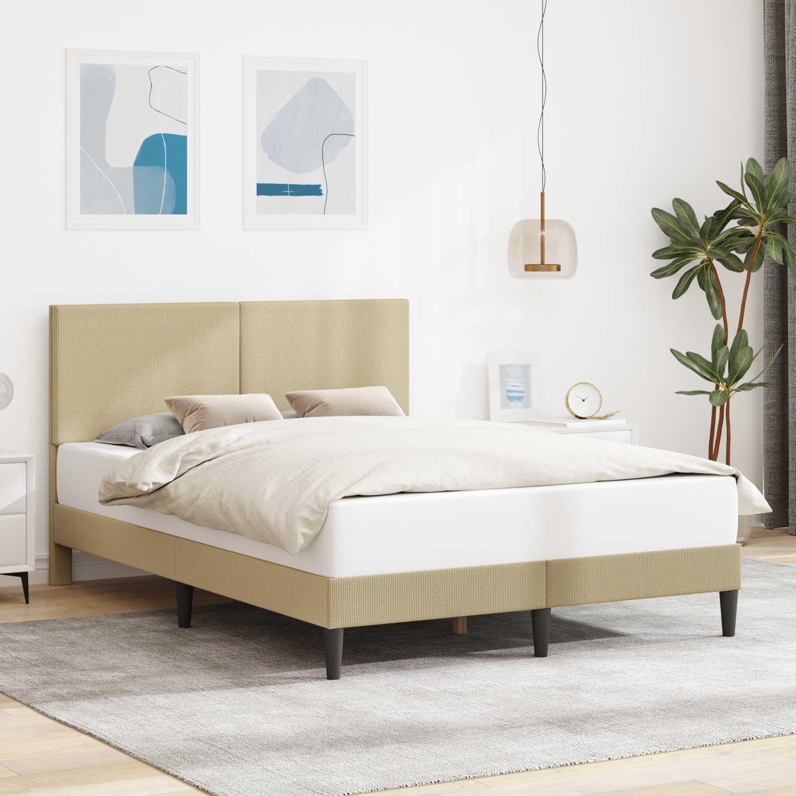 Cadre de lit avec tête de lit Gris Vert Clair 160 x 200 cm - XIOS