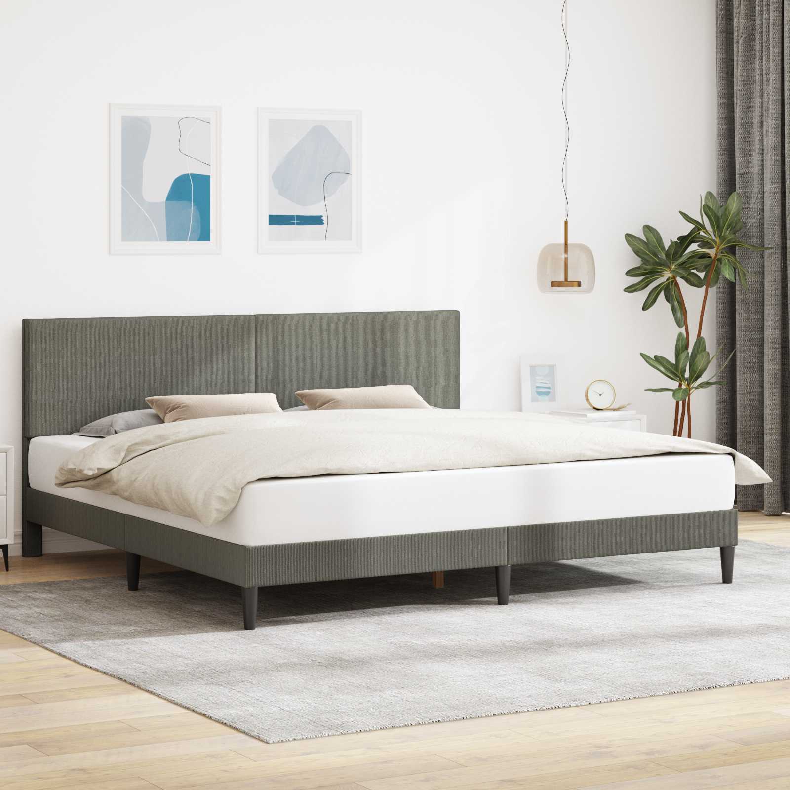 Cadre de lit Gris clair 200 x 200 cm Tissu en velours côtelé