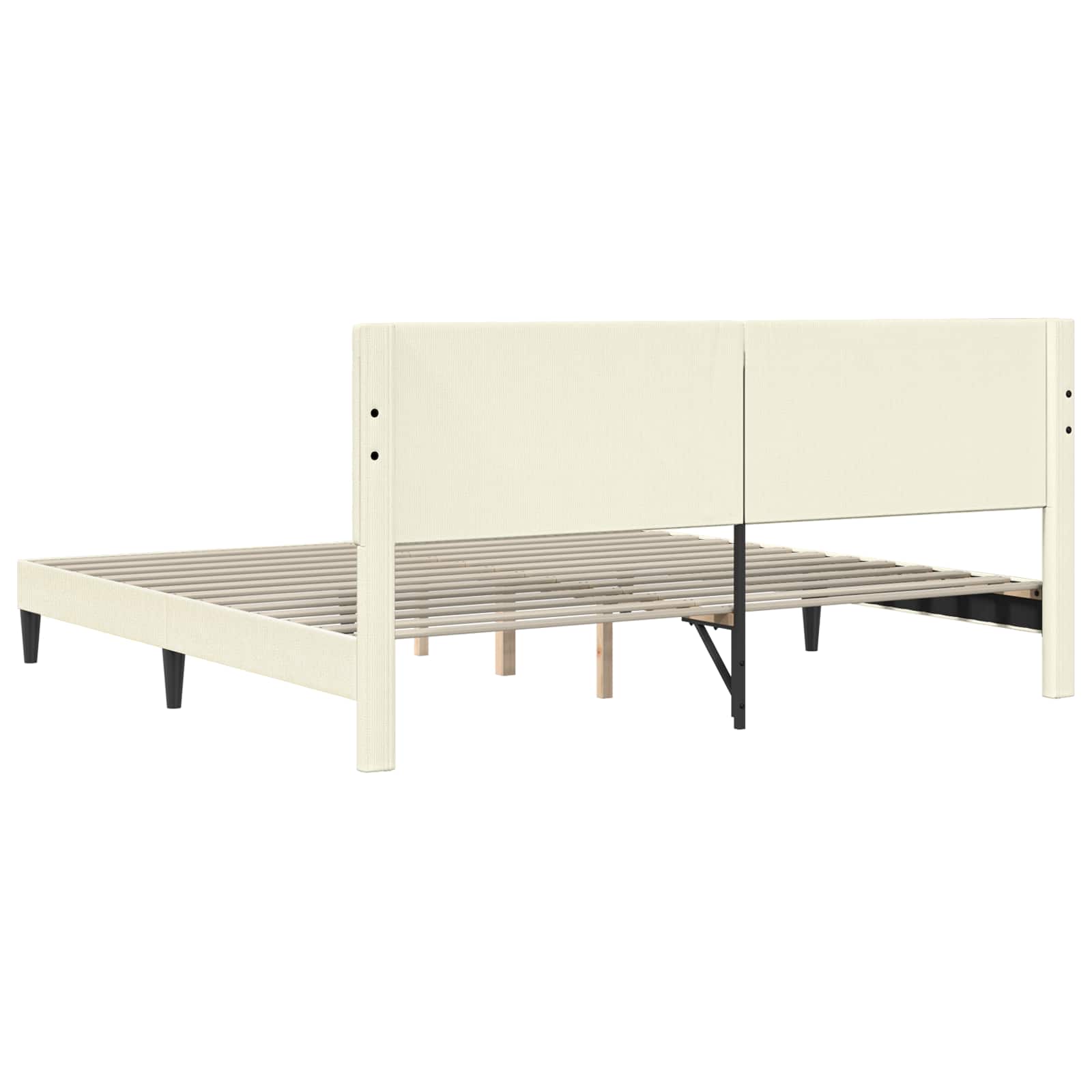 Cadre de lit Crème 200 x 200 cm Tissu en velours côtelé