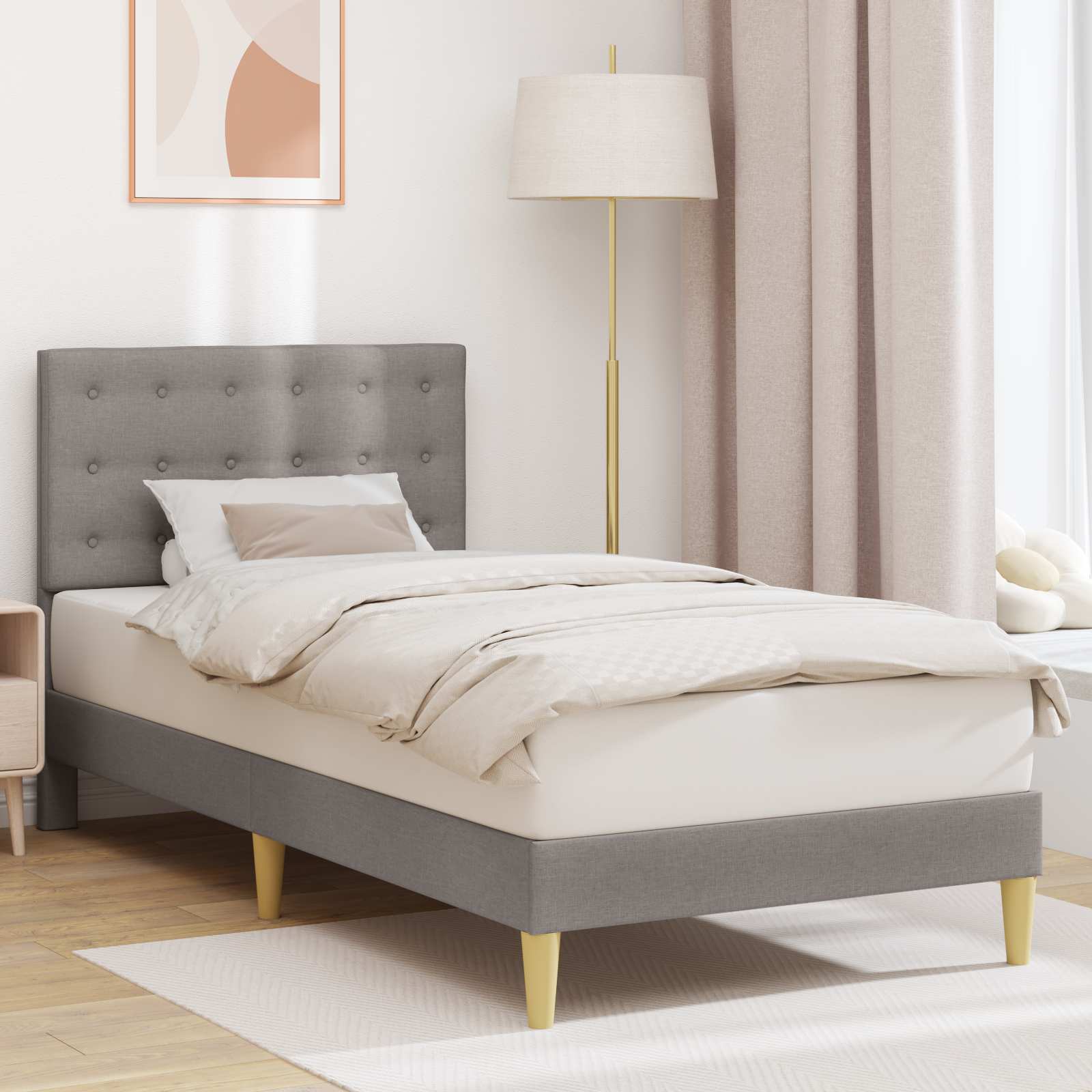 Cadre de lit avec tête de lit Taupe 80 x 200 cm Tissu - XIOS