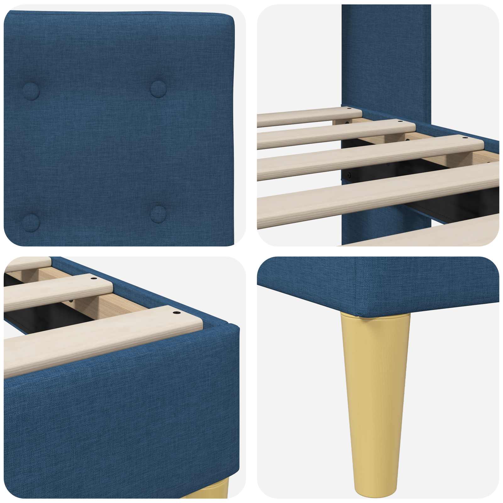 Cadre de lit avec tête de lit Bleu 90 x 190 cm Tissu - XIOS