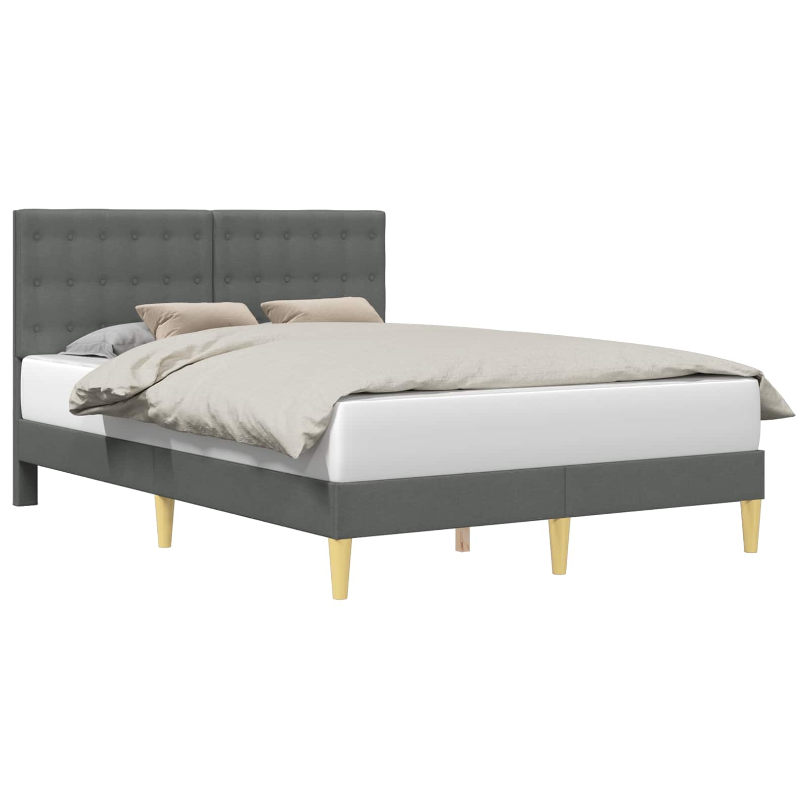 Cadre de lit avec tête de lit Gris foncé 120 x 190 cm Tissu - XIOS