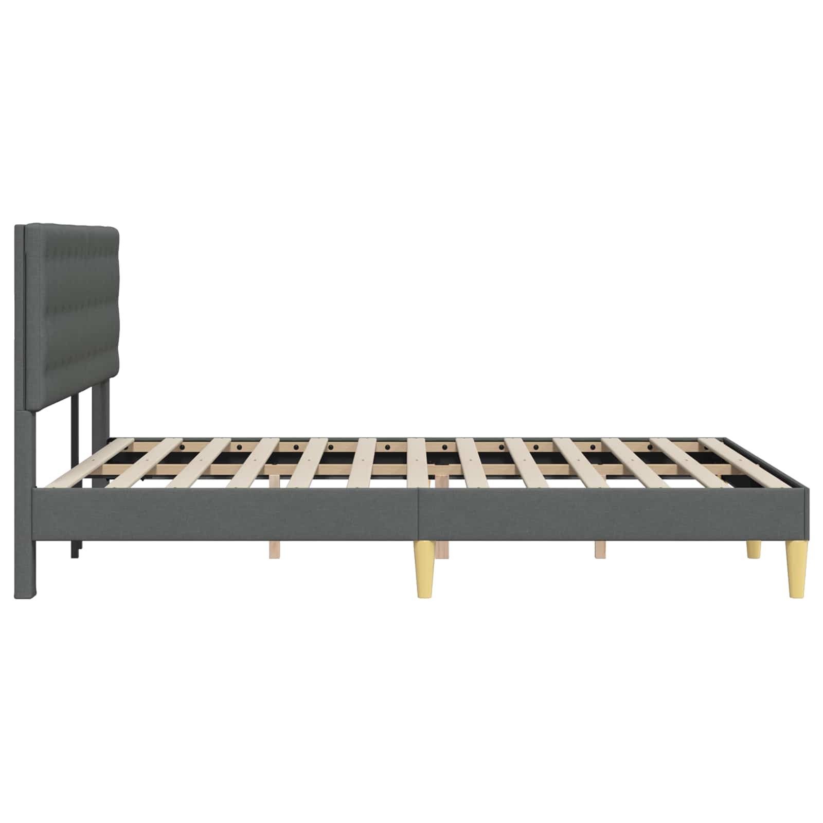 Cadre de lit avec tête de lit Gris foncé 120 x 190 cm Tissu - XIOS