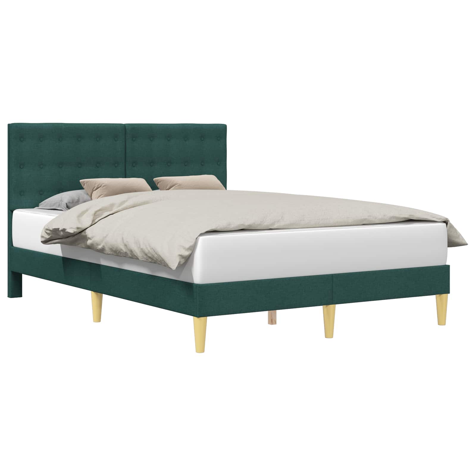 Cadre de lit avec tête de lit Vert foncé 120 x 190 cm Tissu - XIOS